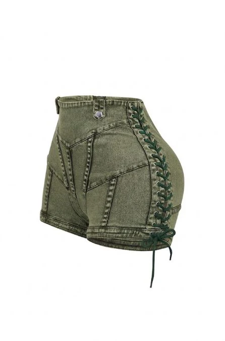 Keep Up Lace Up Denim Shorts - Image 16