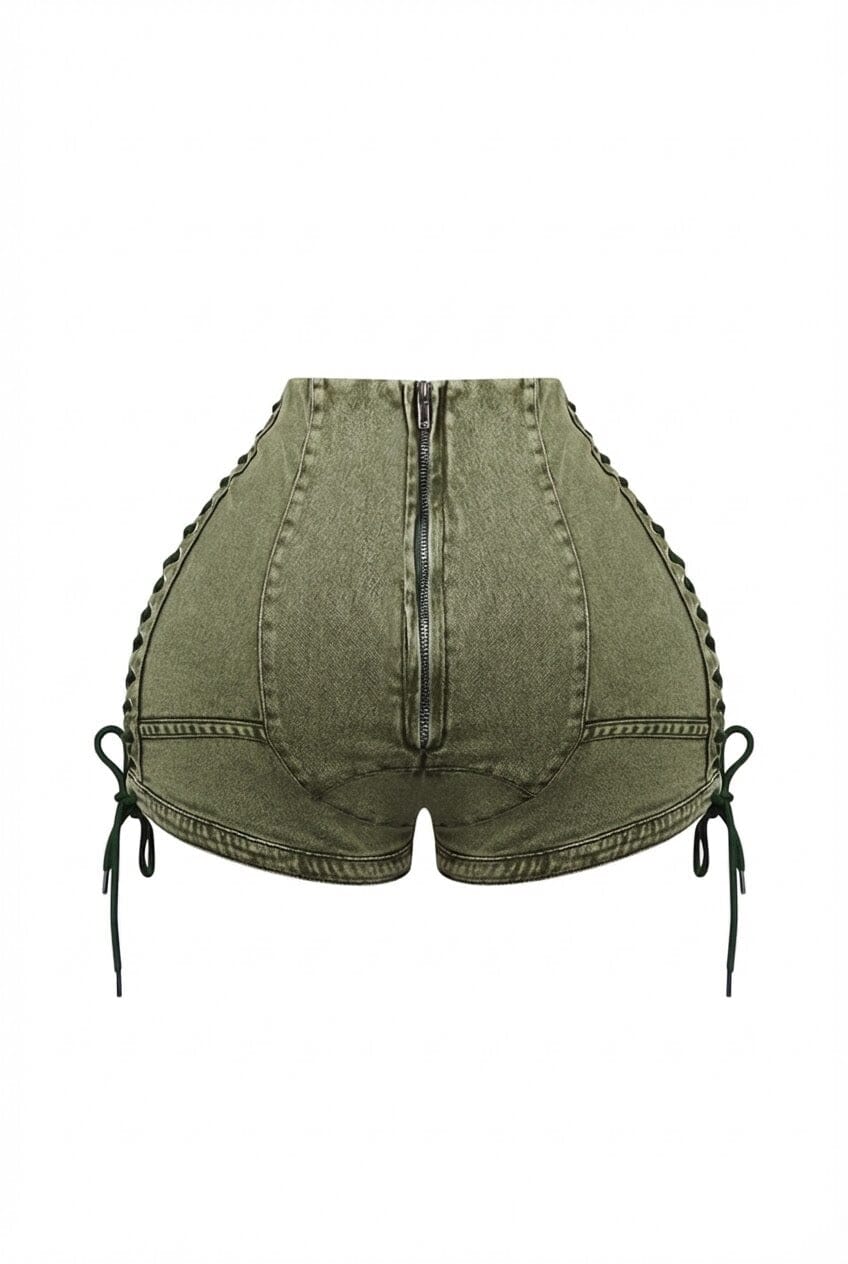 Keep Up Lace Up Denim Shorts - Image 19