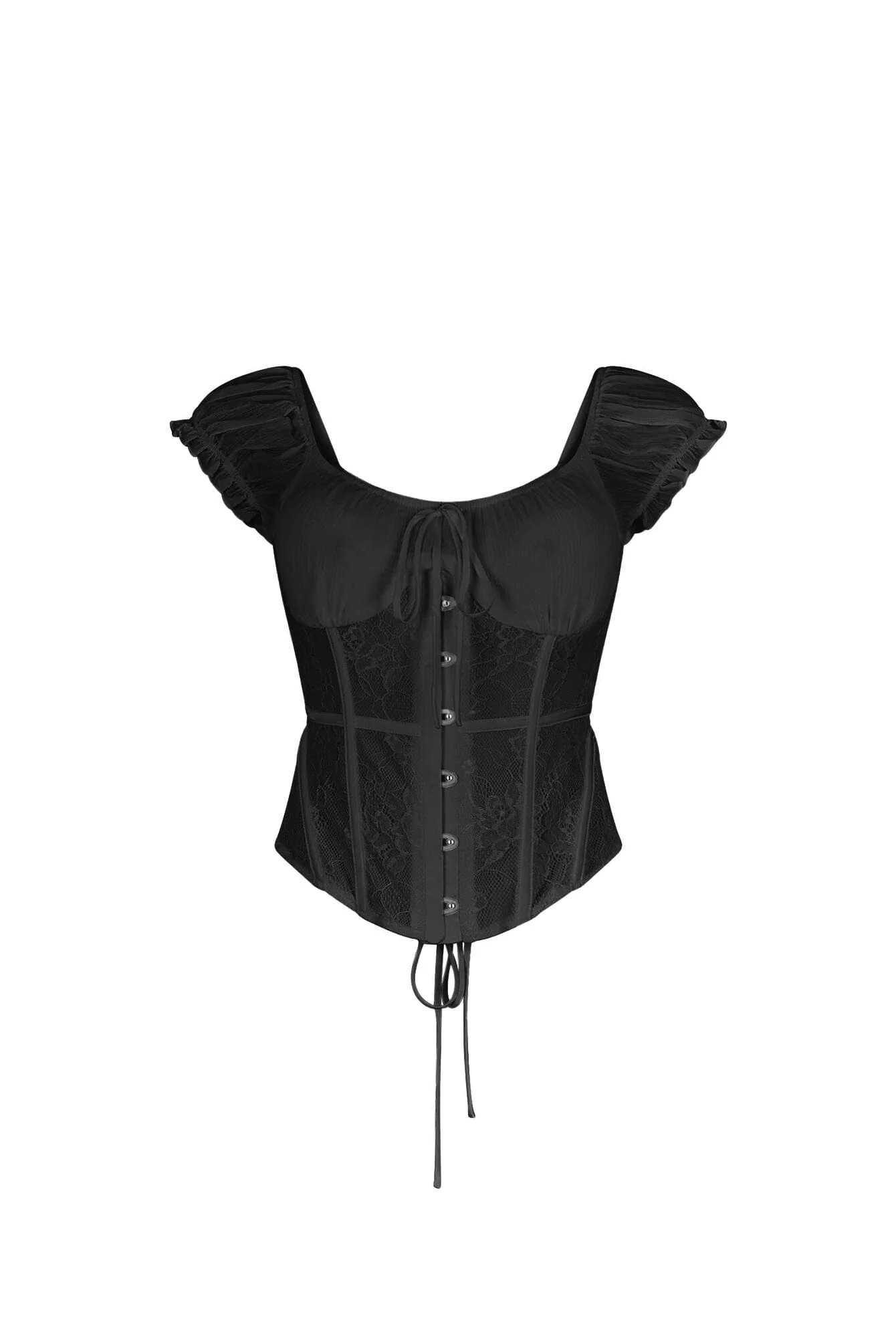 Lattice Lace Chiffon Corset Top - Image 5