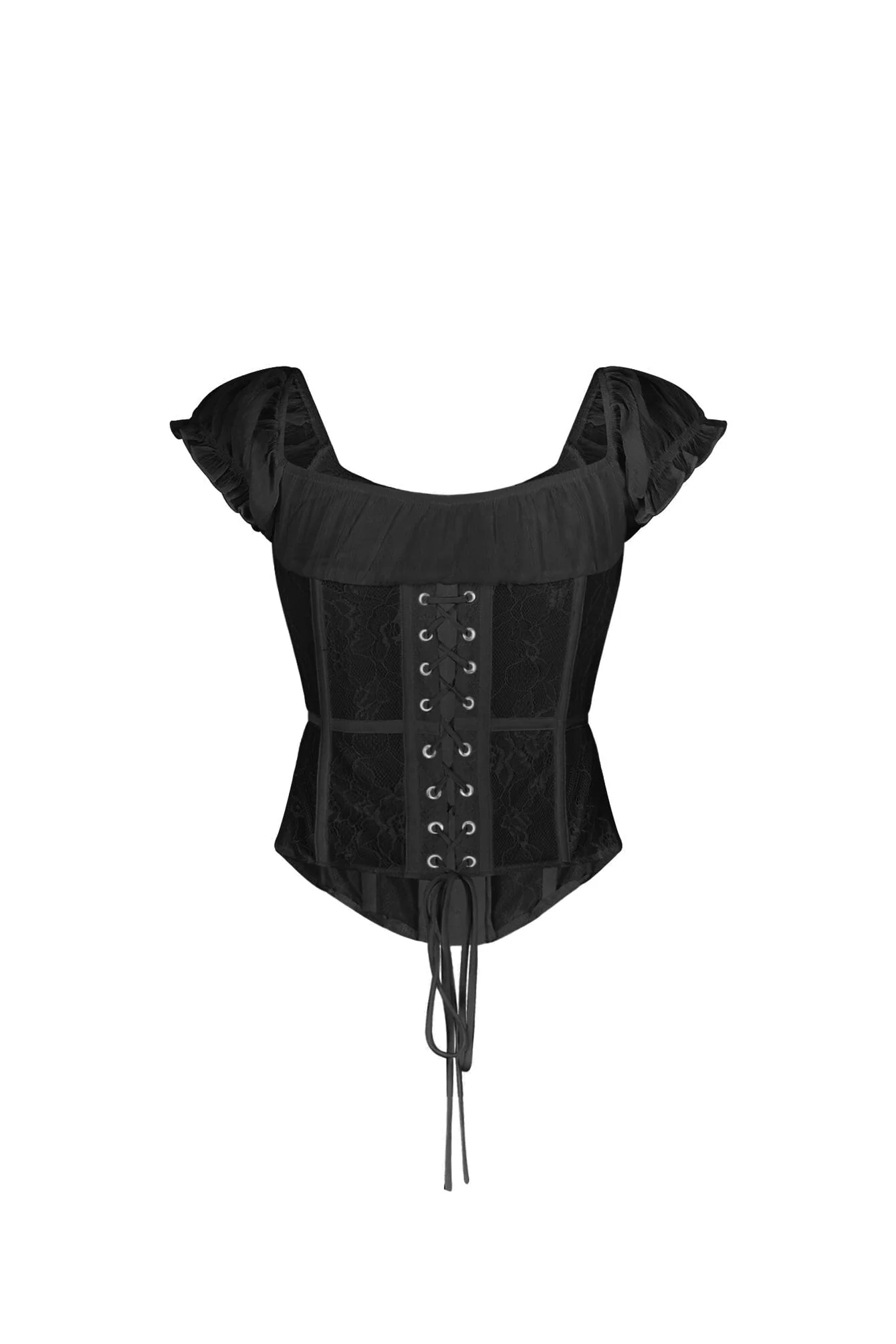 Lattice Lace Chiffon Corset Top - Image 7