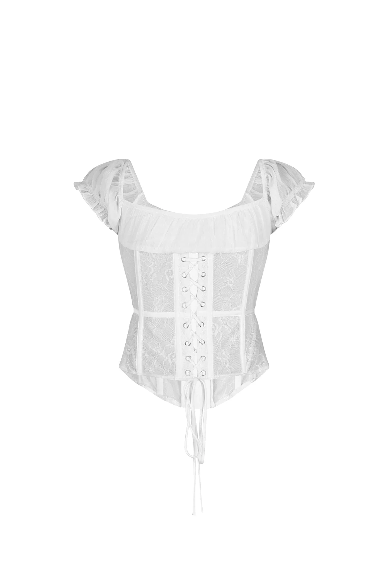 Lattice Lace Chiffon Corset Top - Image 8