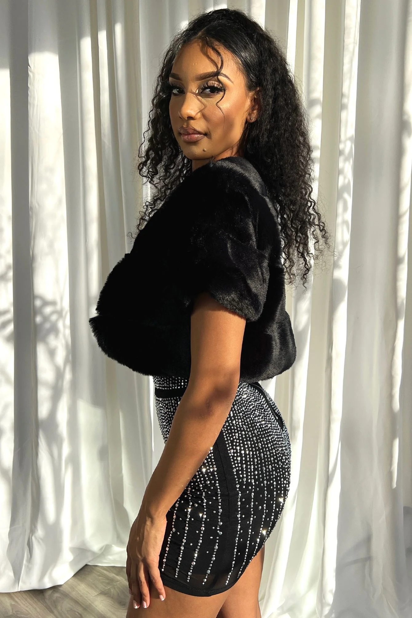 Lavish Faux Fur Cropped Cover Up - Image 4