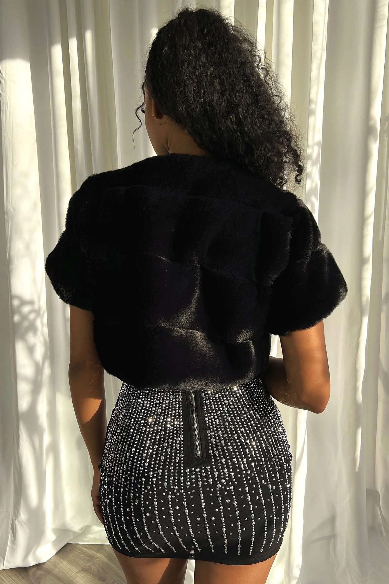 Lavish Faux Fur Cropped Cover Up - Image 5