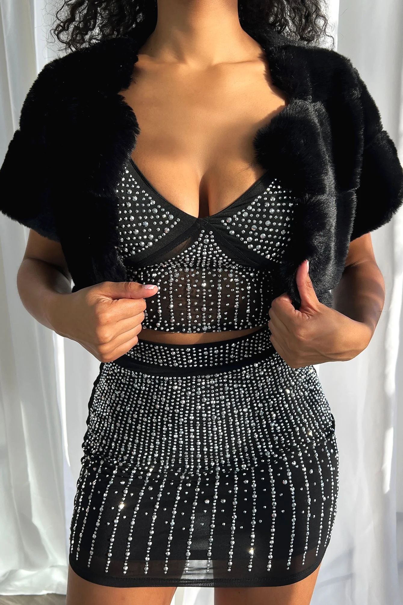 Lavish Faux Fur Cropped Cover Up - Image 6