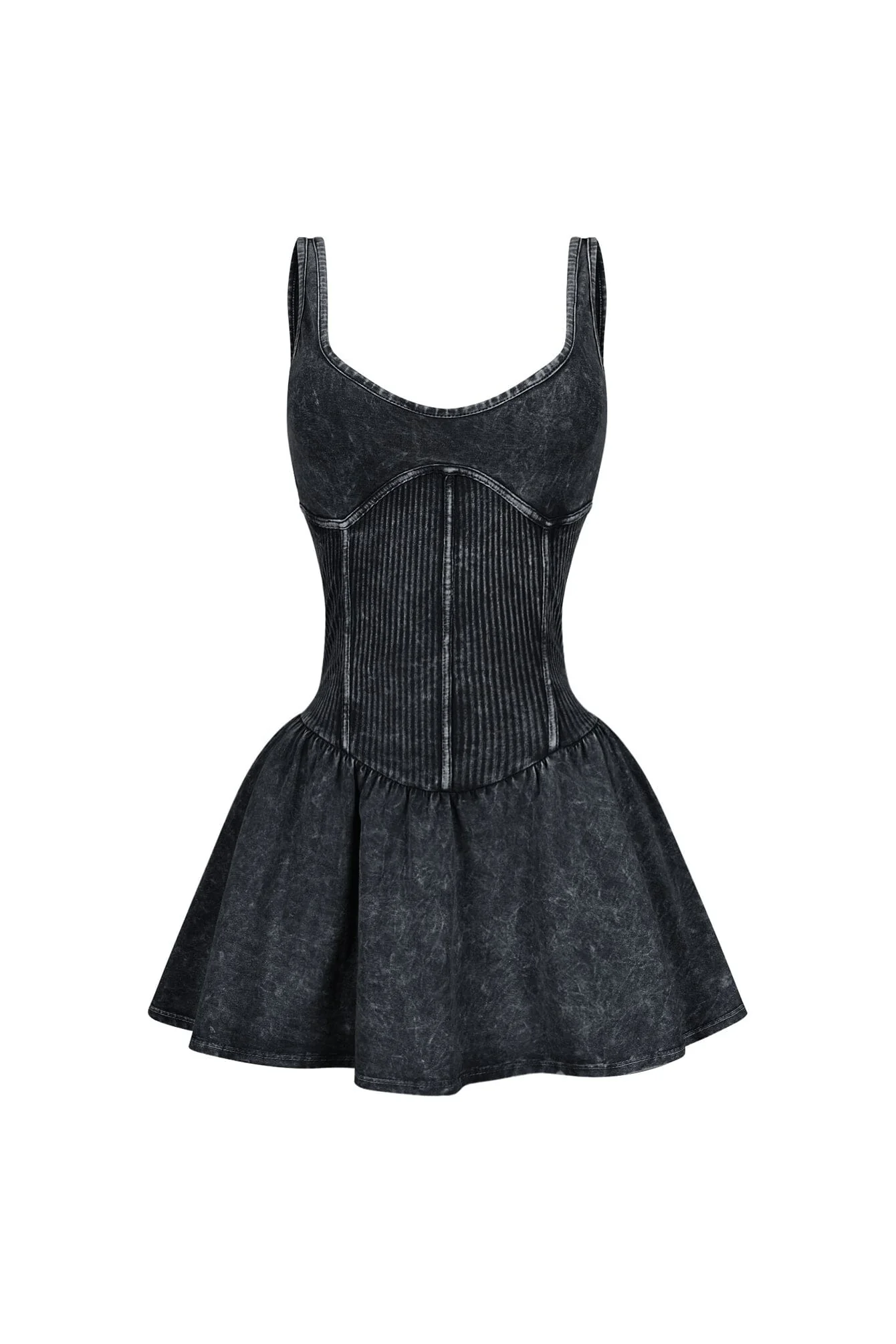 Lilith Mineral Washed Ribbed Cotton Corset Dress - Image 9