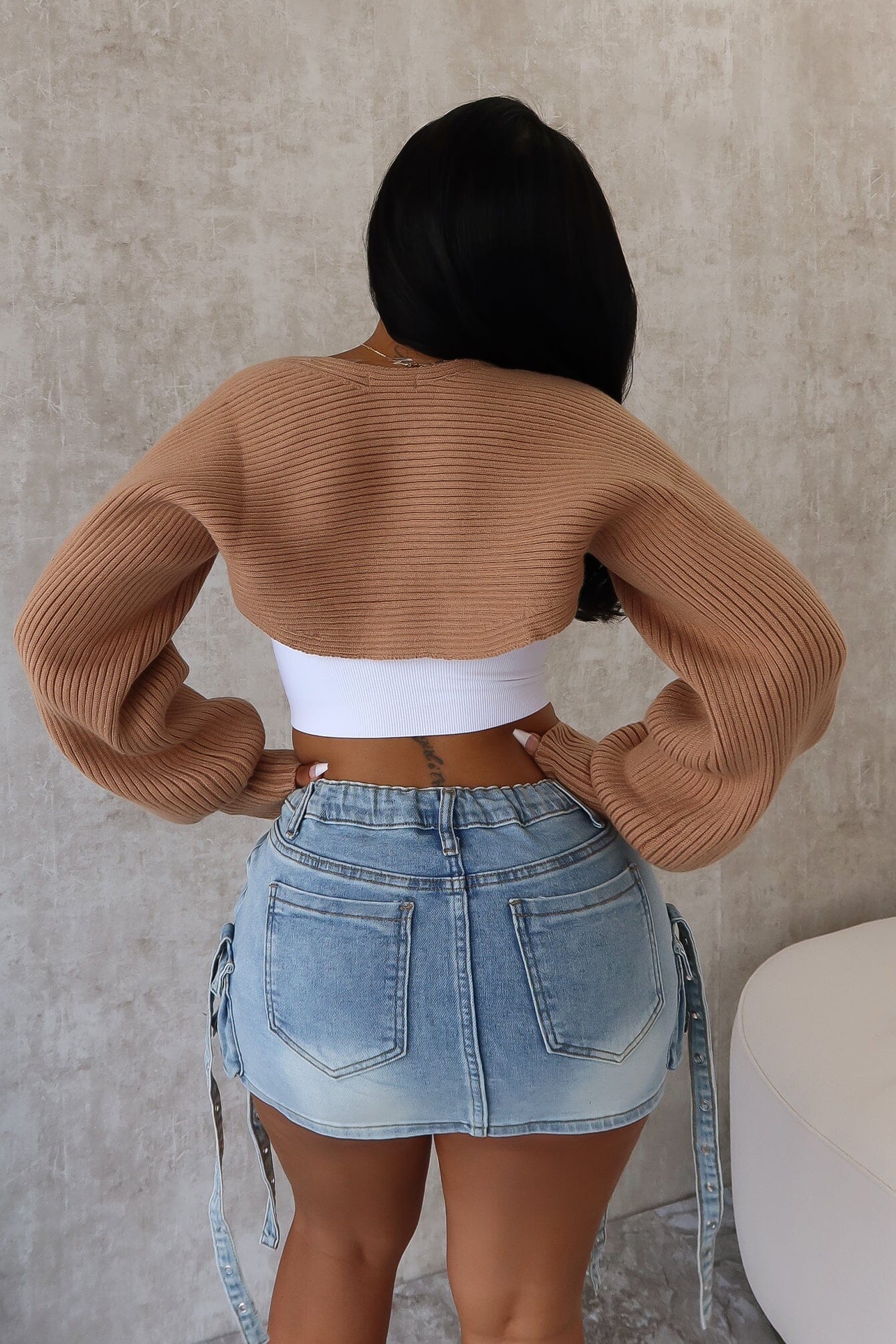 Matilda Ribbed Knit Bolero Cardigan - Image 5