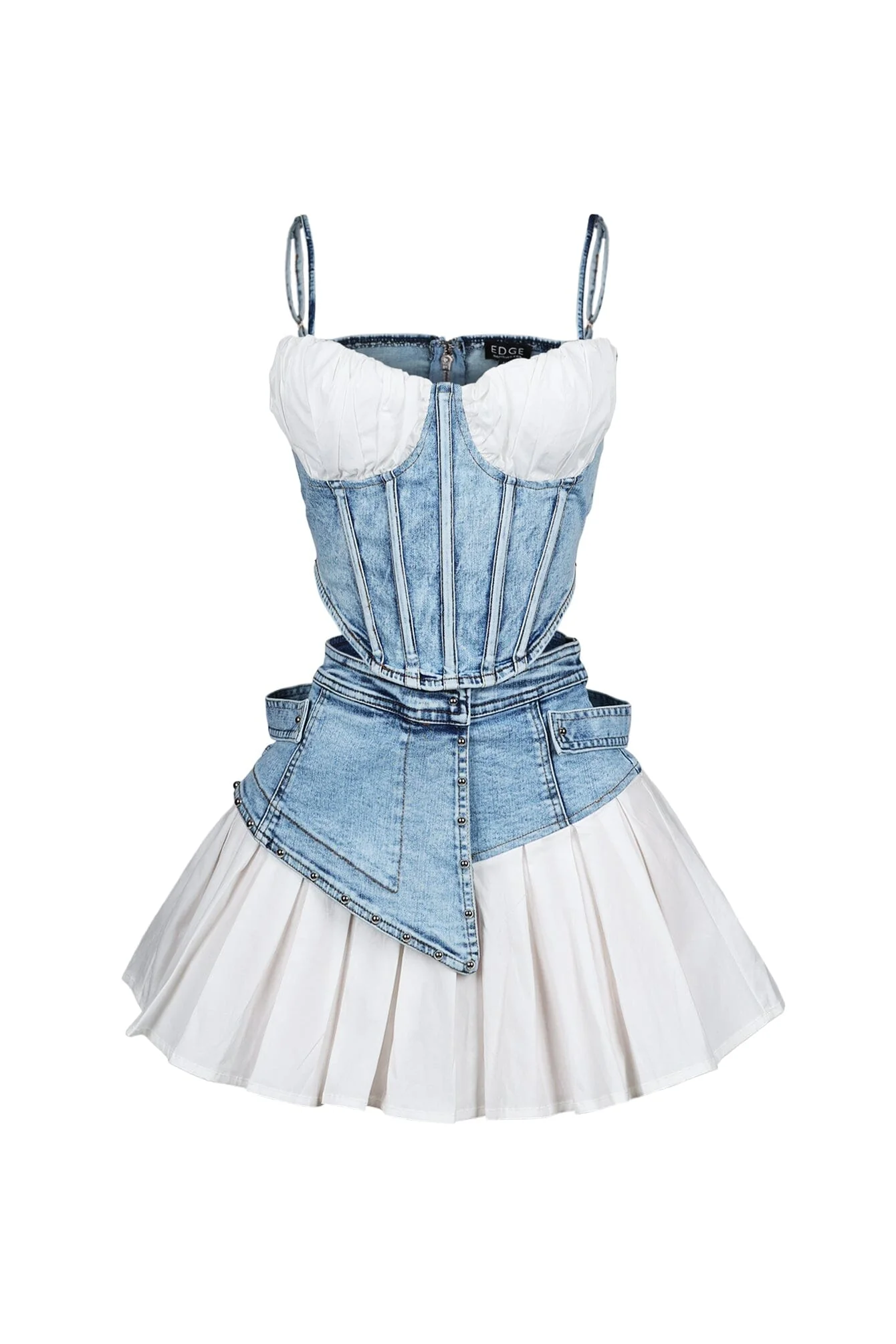 Melbourne Poplin Denim Bustier Top & Skirt SET - Image 4