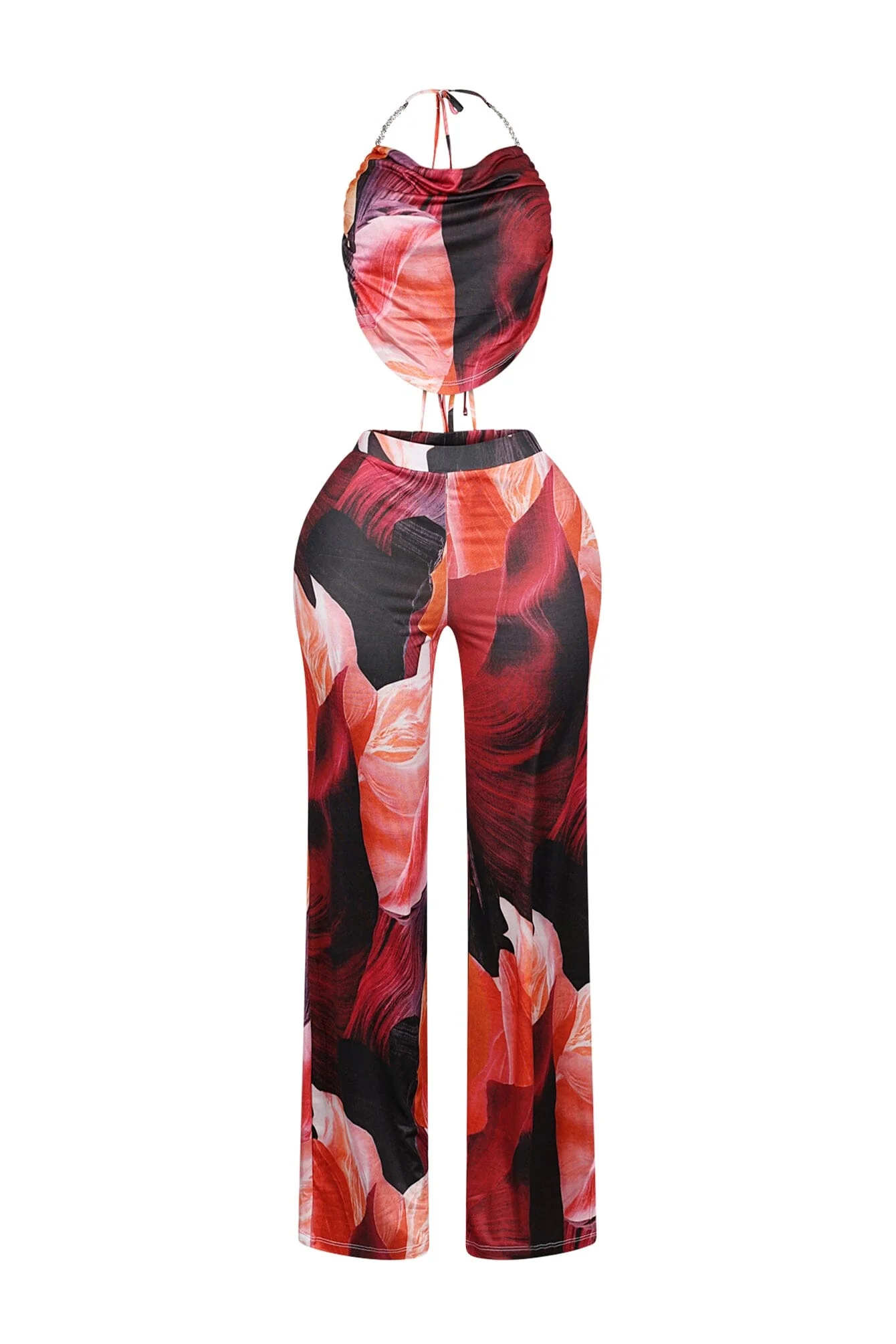 Nayeli Print Halter Rhinestone Top & Pants SET - Image 3