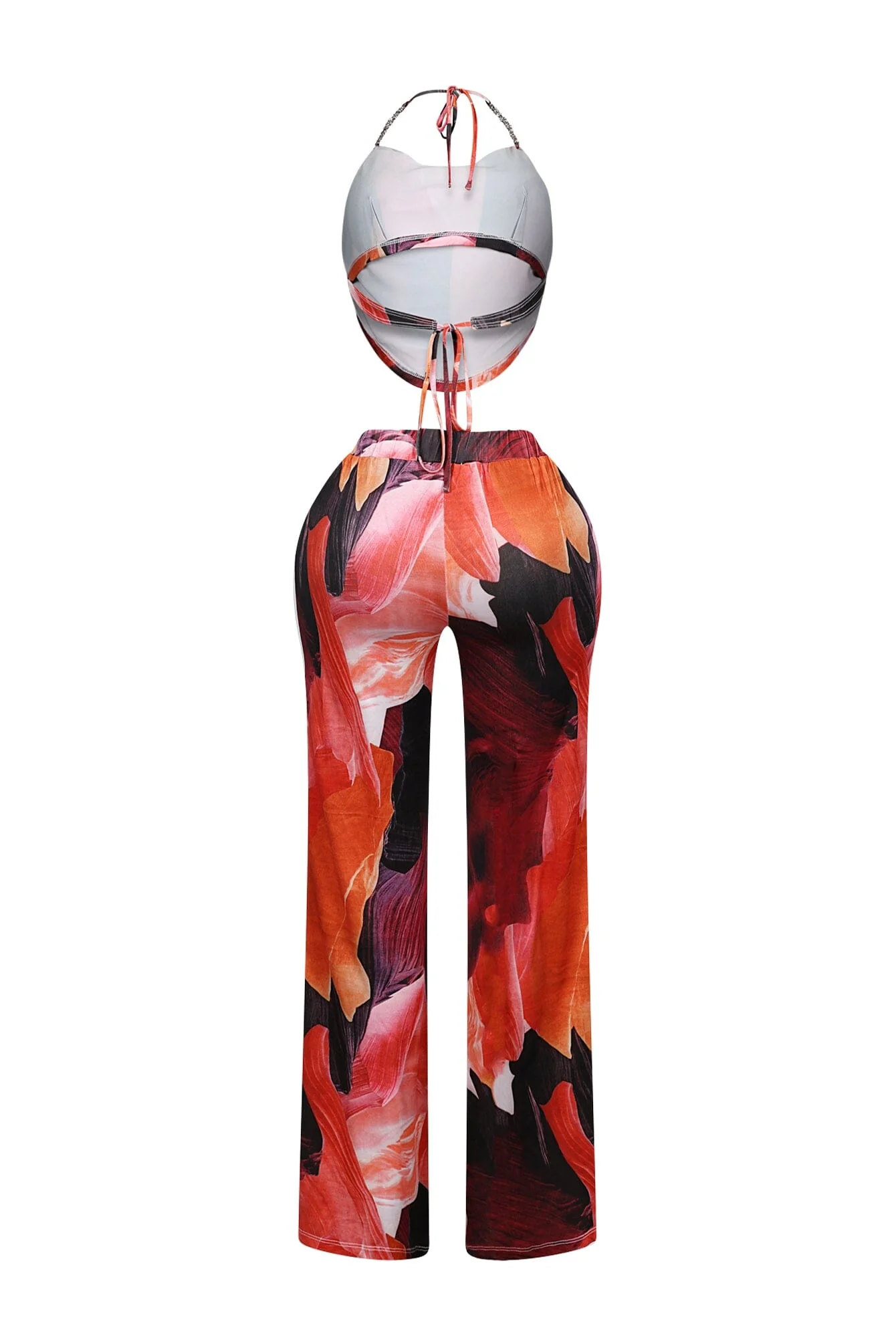 Nayeli Print Halter Rhinestone Top & Pants SET - Image 5