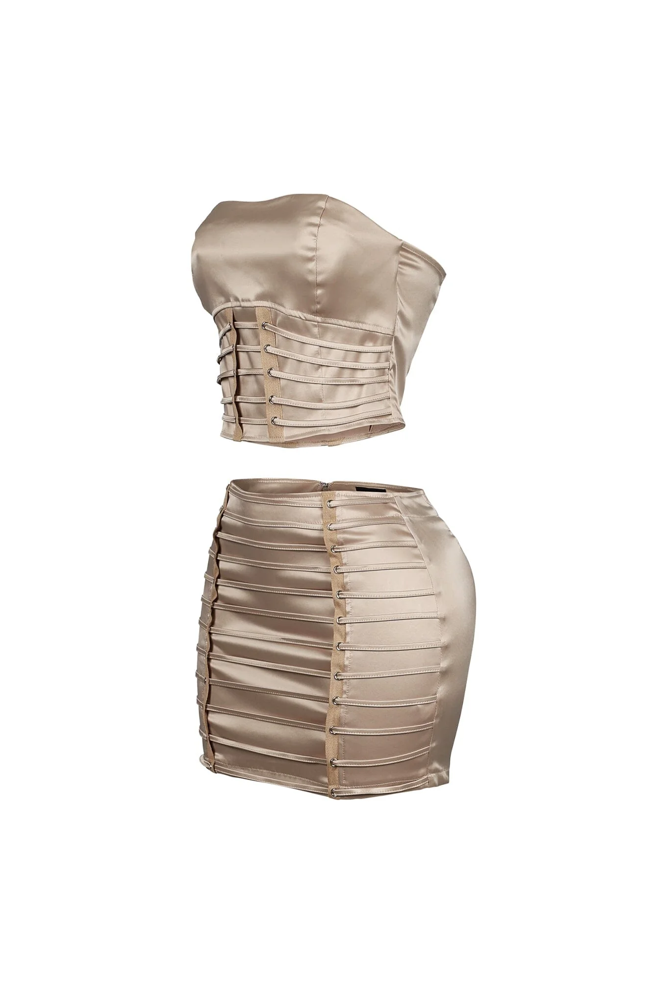 Nova Satin Lace Up Top & Skirt SET - Image 5