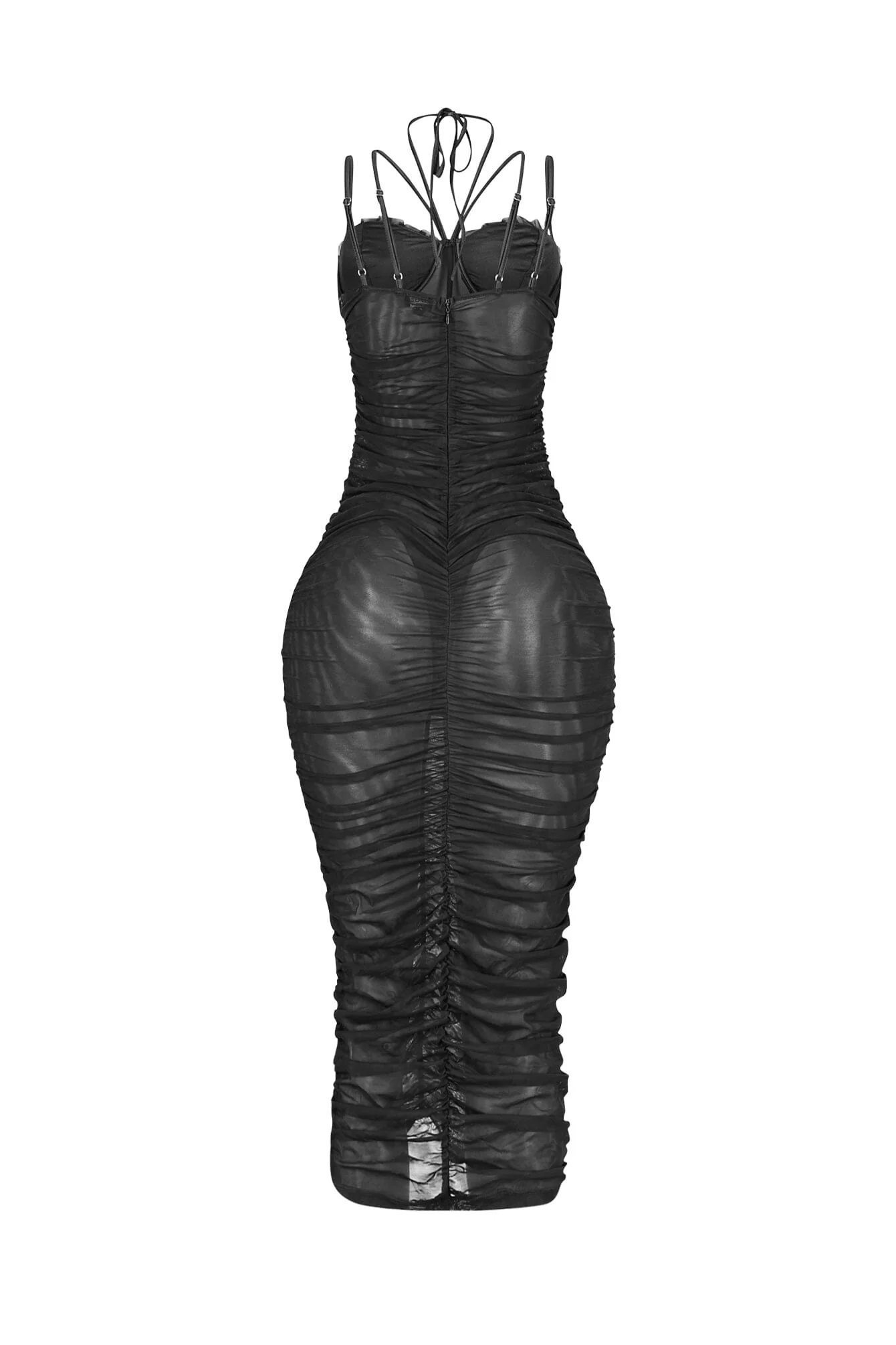 Obsession Mesh Ruched Dress - Image 10