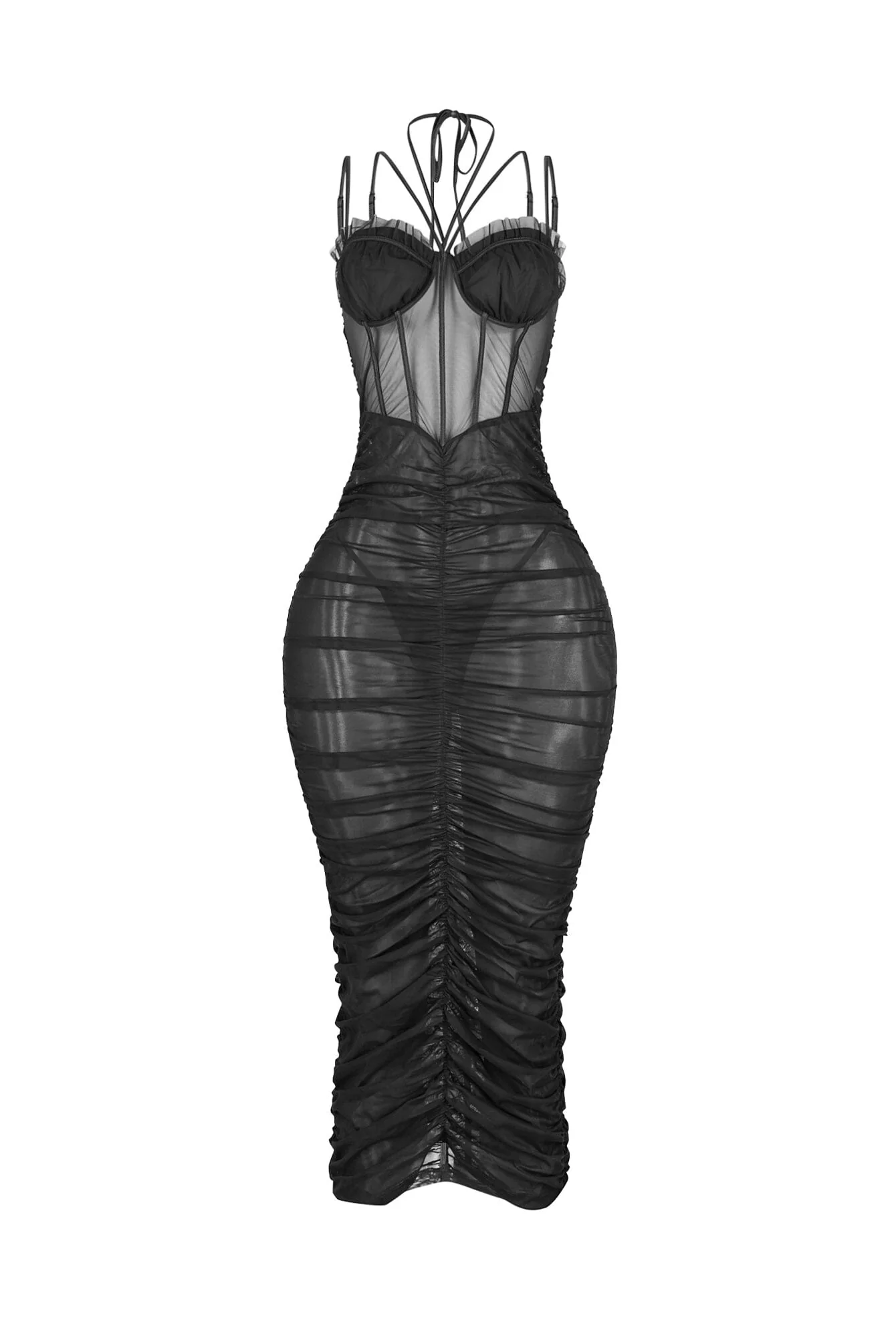 Obsession Mesh Ruched Dress - Image 6