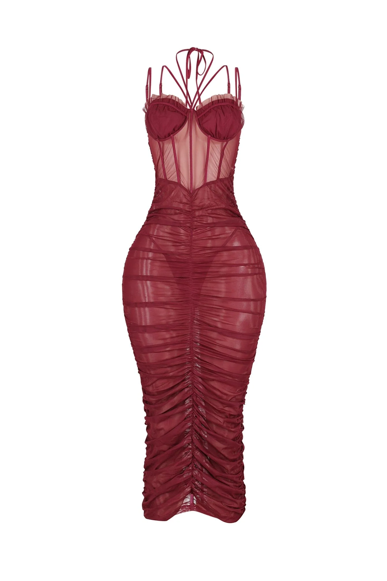 Obsession Mesh Ruched Dress - Image 7