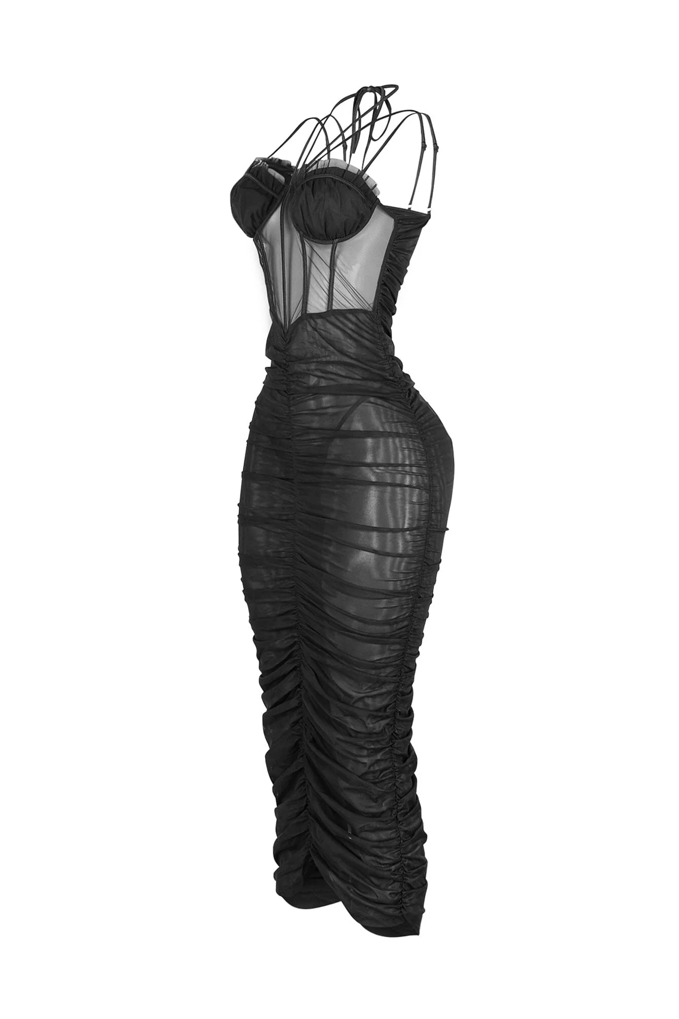 Obsession Mesh Ruched Dress - Image 8