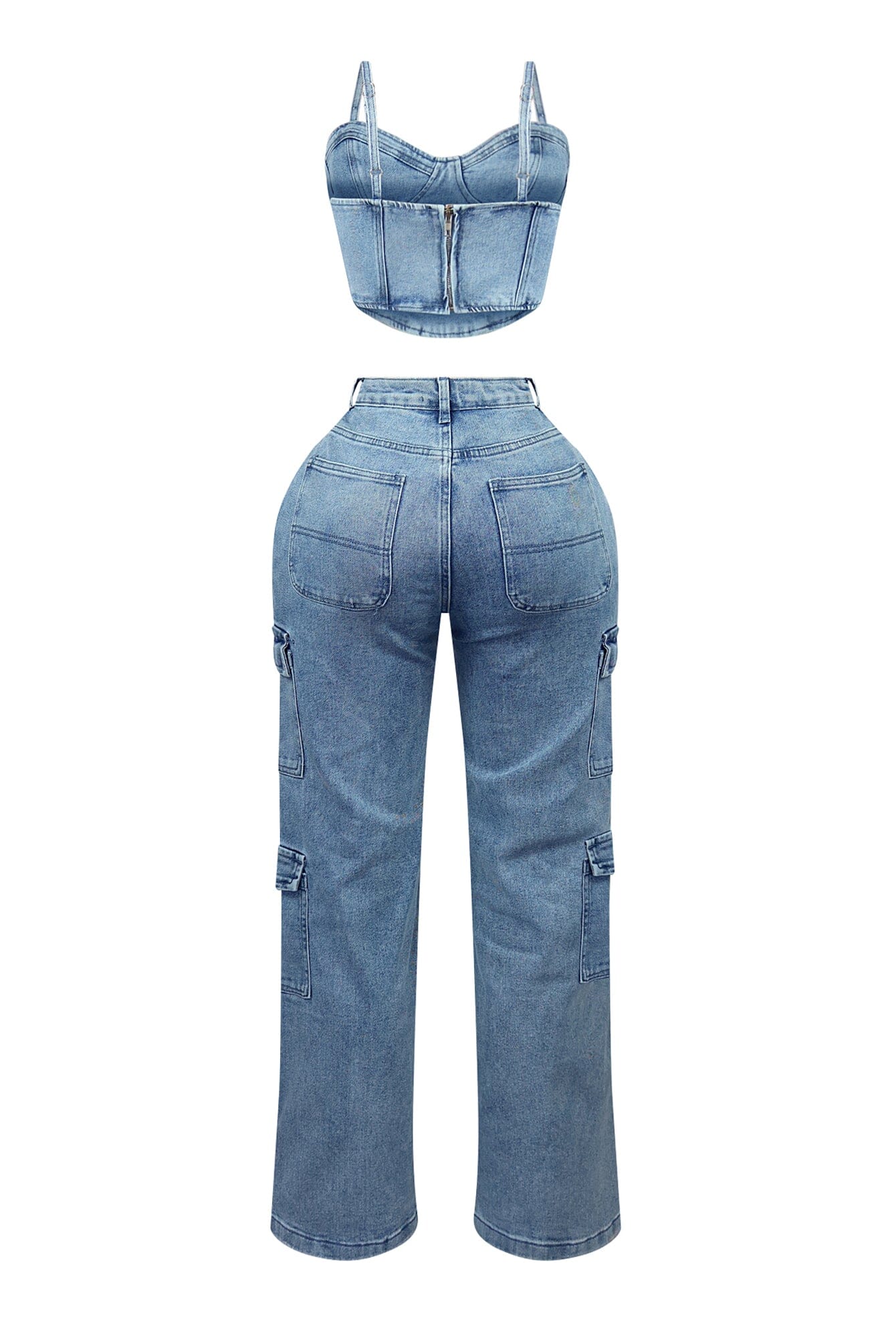 Replace You Denim Bustier Top & Pants SET - Image 5