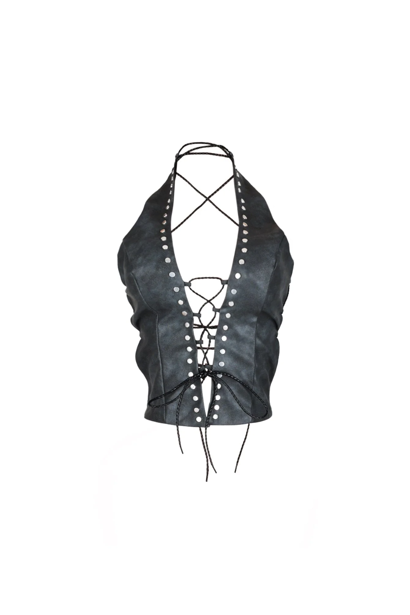 Ride On Leather Halter Top - Image 3