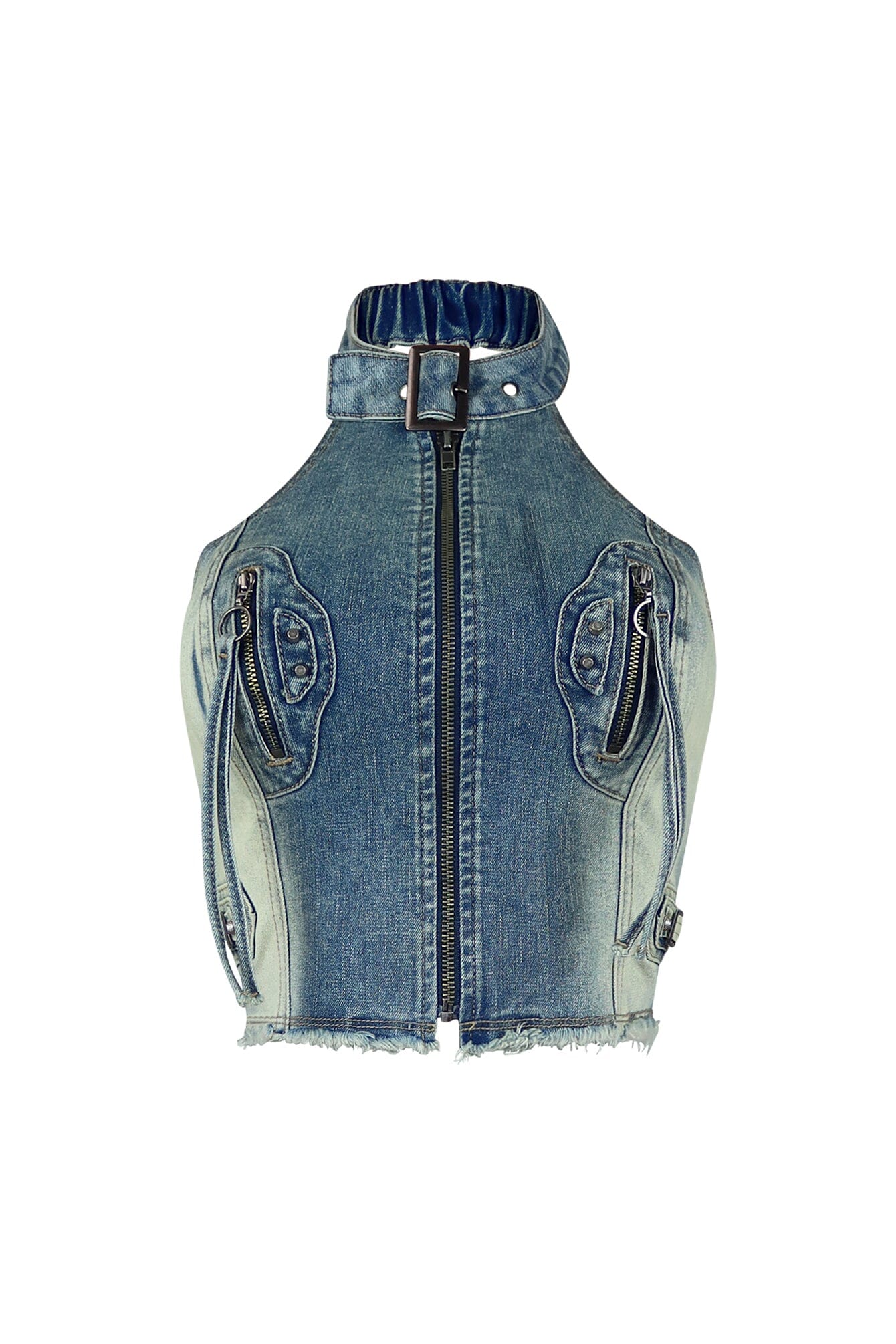 Riley Vintage Washed Halter Denim Top - Image 3