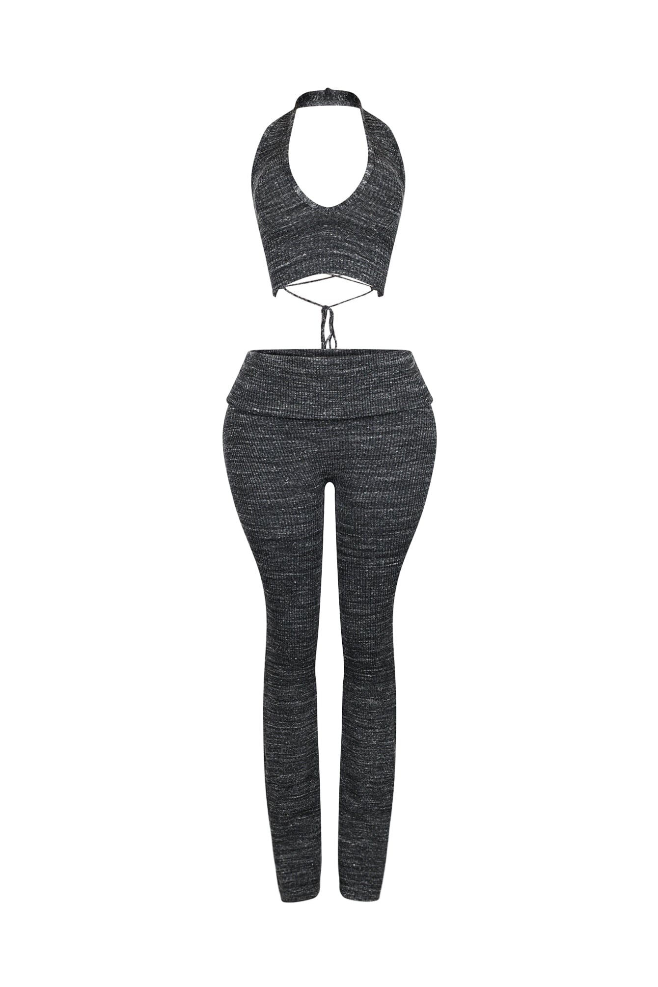 Riptide Ribbed Knit Halter Top & Pants SET - Image 5