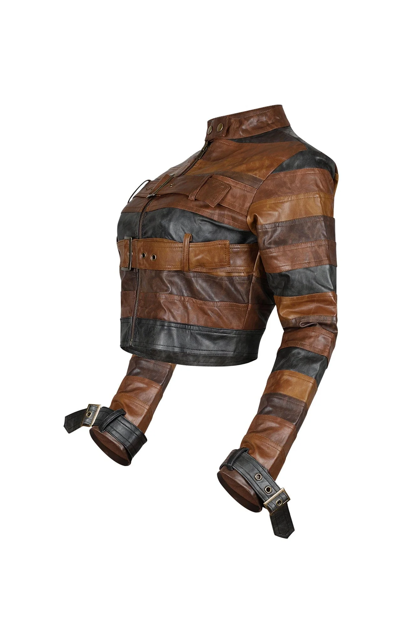 Savanna PU Color Block Jacket - Image 4