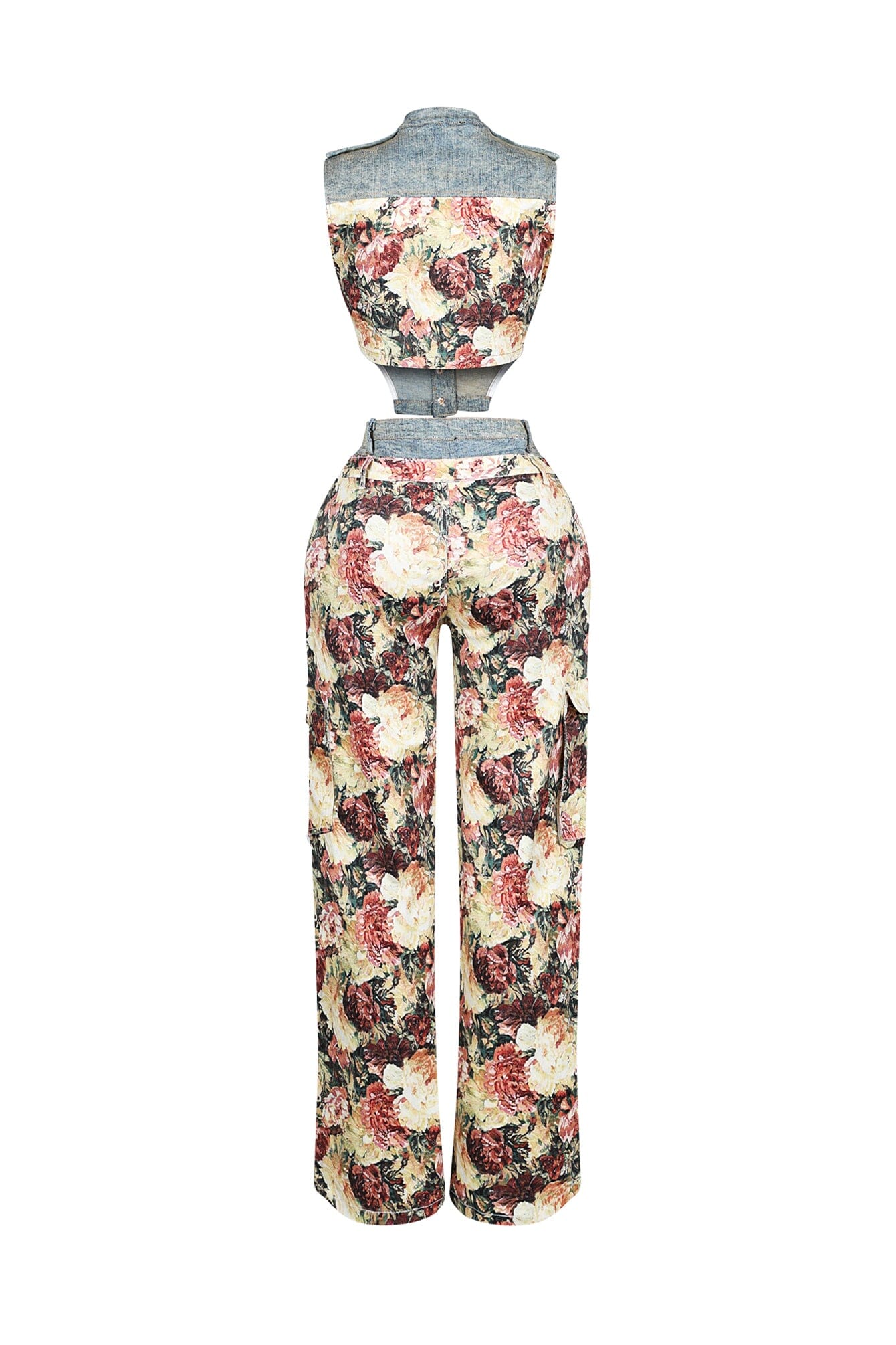 Shaka Denim Floral Contrast Top & Pants SET - Image 5
