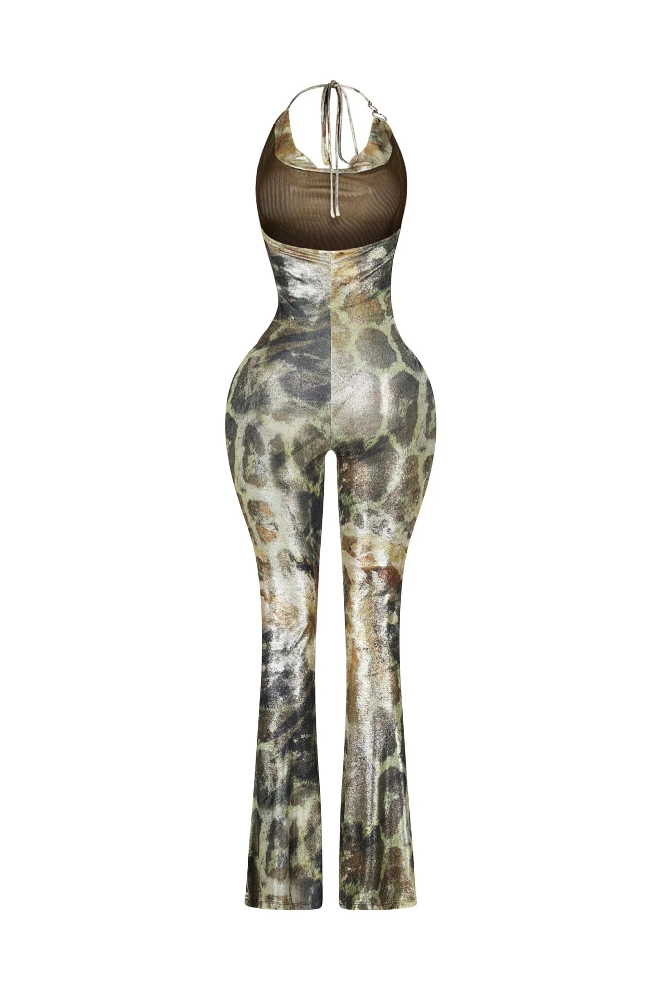 Shine Cutout Foil Halter Jumpsuit - Image 5