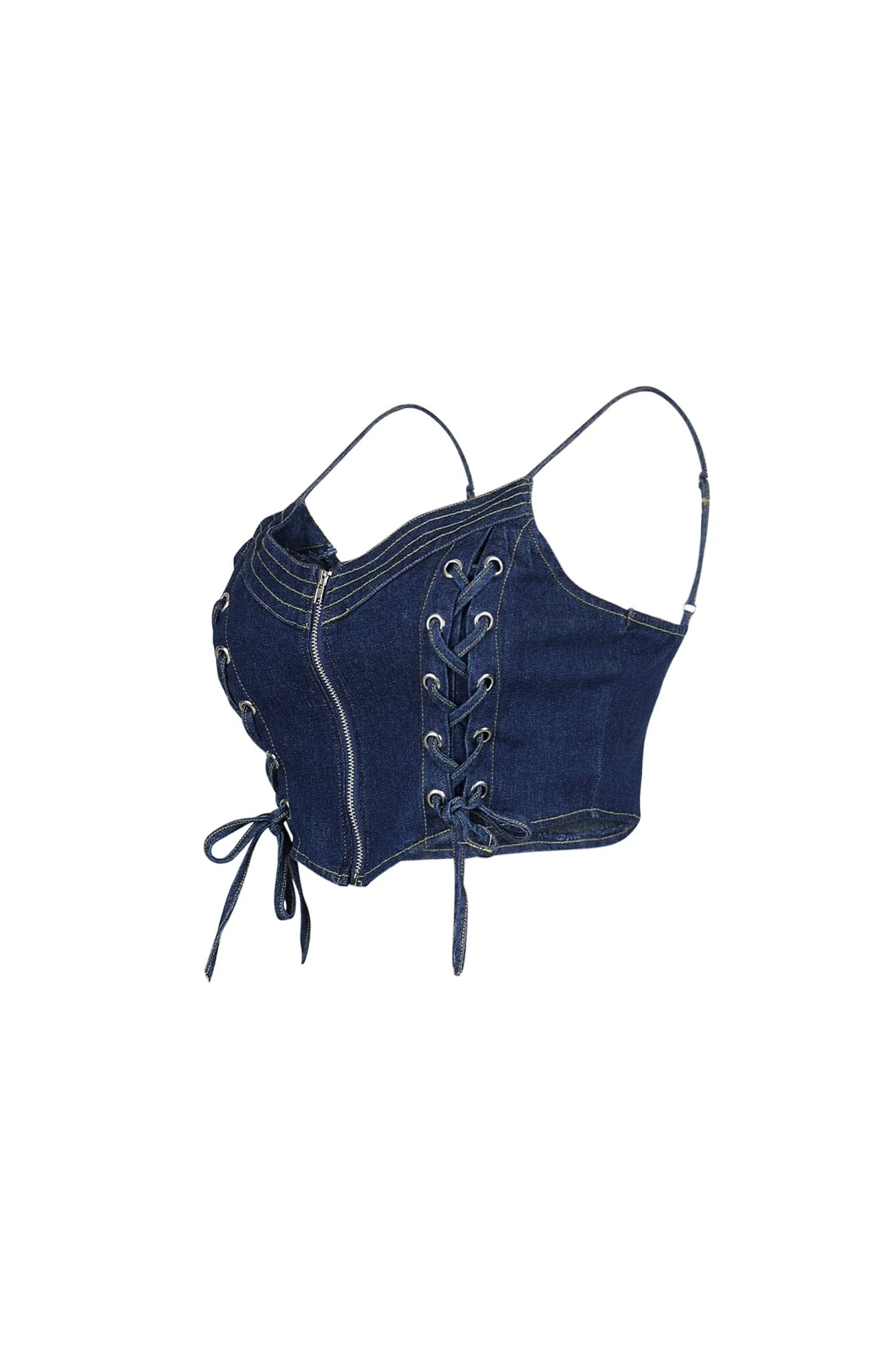 Sidekick Lace Up Denim Bustier Top - Image 3