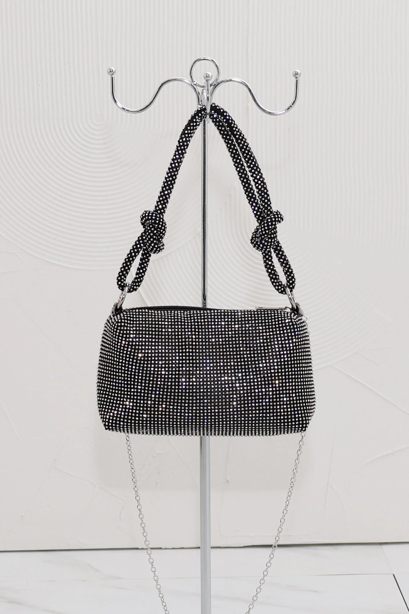 Silver Rhinestone Evening Top Handle Bag - Image 3