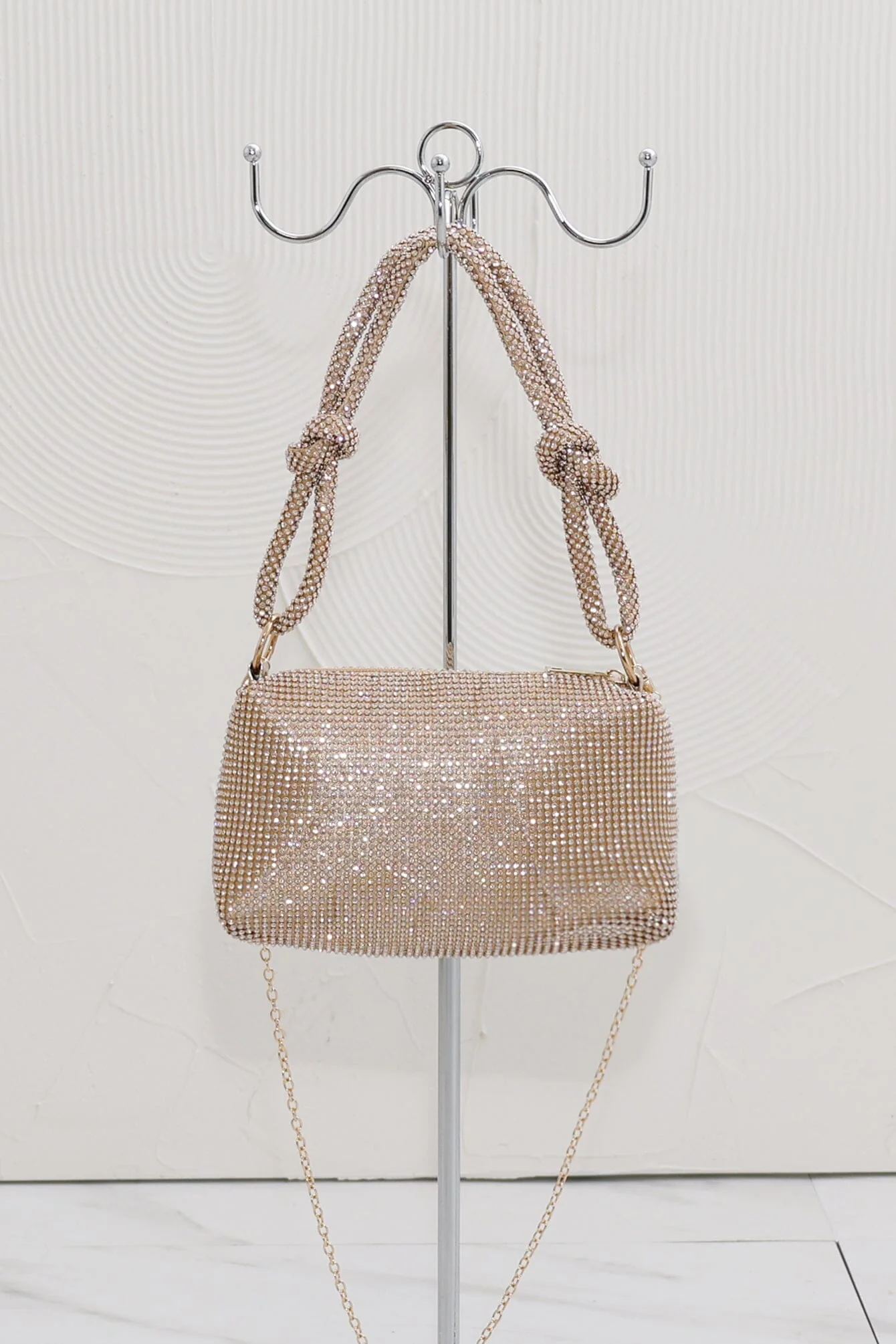 Silver Rhinestone Evening Top Handle Bag - Image 4