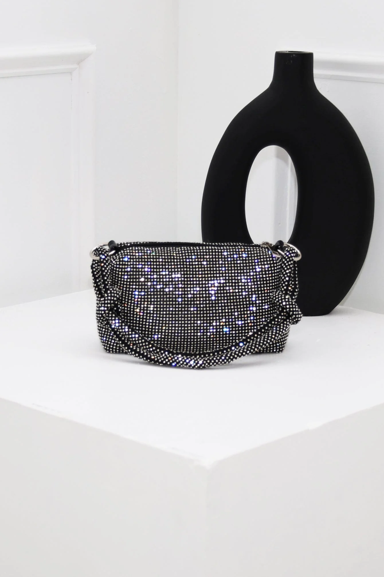 Silver Rhinestone Evening Top Handle Bag - Image 5