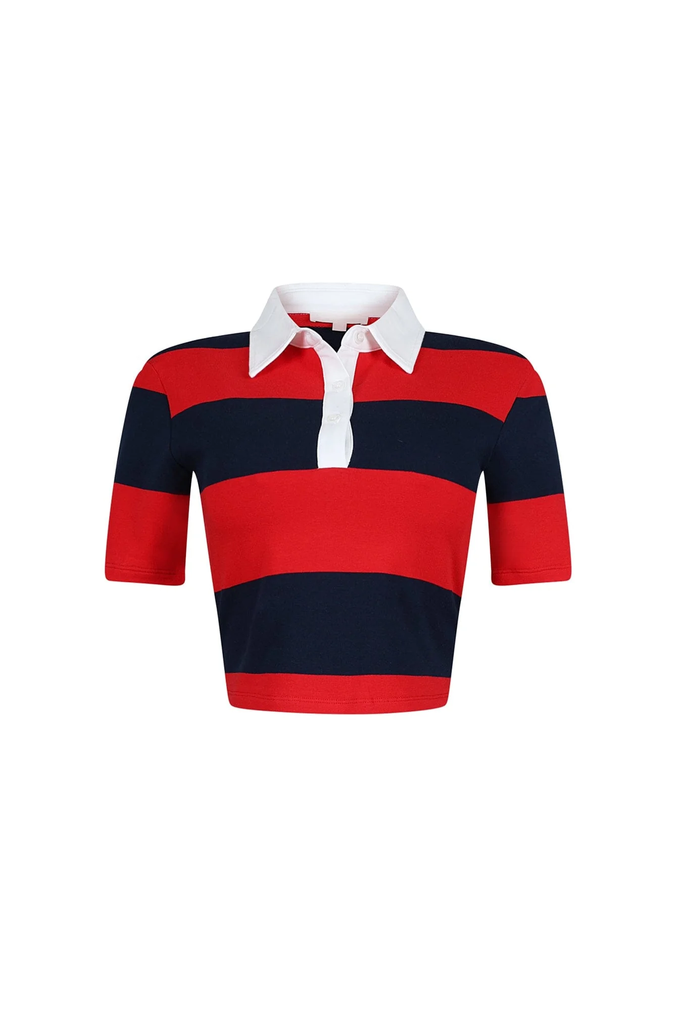 Soft Touch Striped Collared Crop Top - Image 6