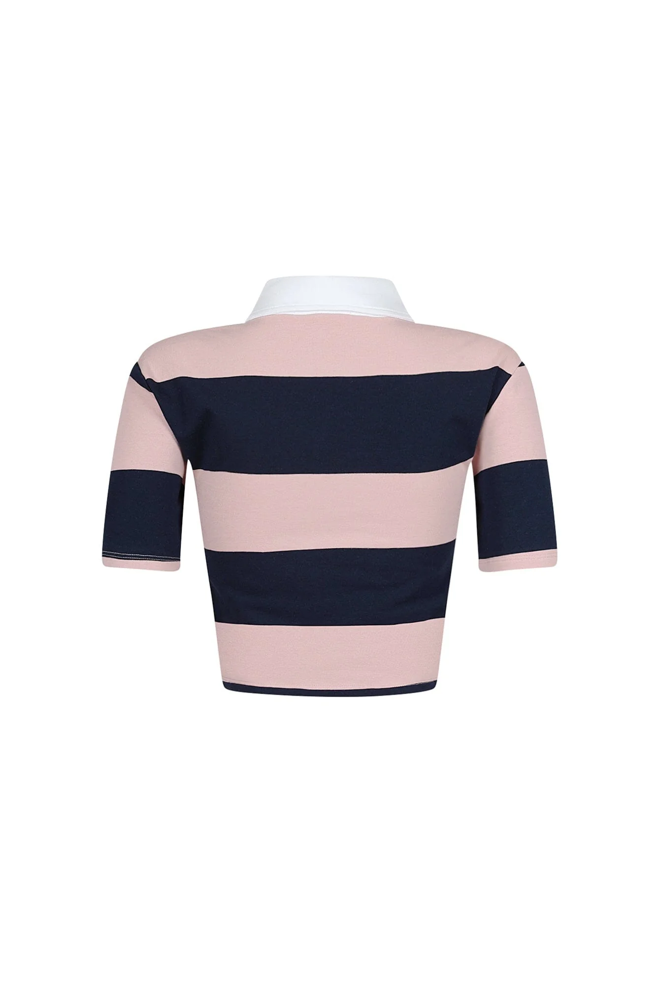 Soft Touch Striped Collared Crop Top - Image 8