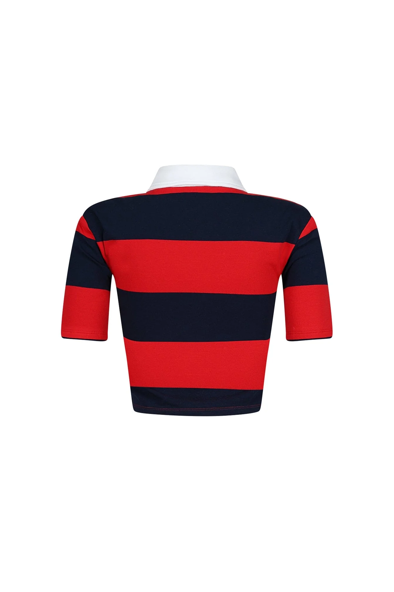 Soft Touch Striped Collared Crop Top - Image 9