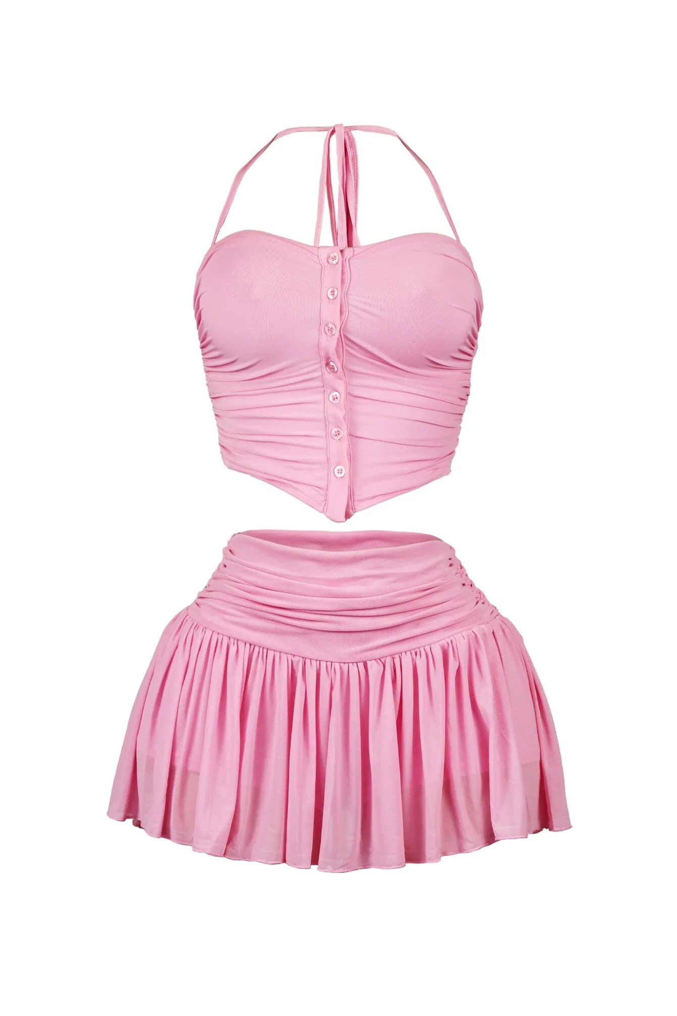 Stuck With U Mesh Ruched Top & Skirt SET - Image 10