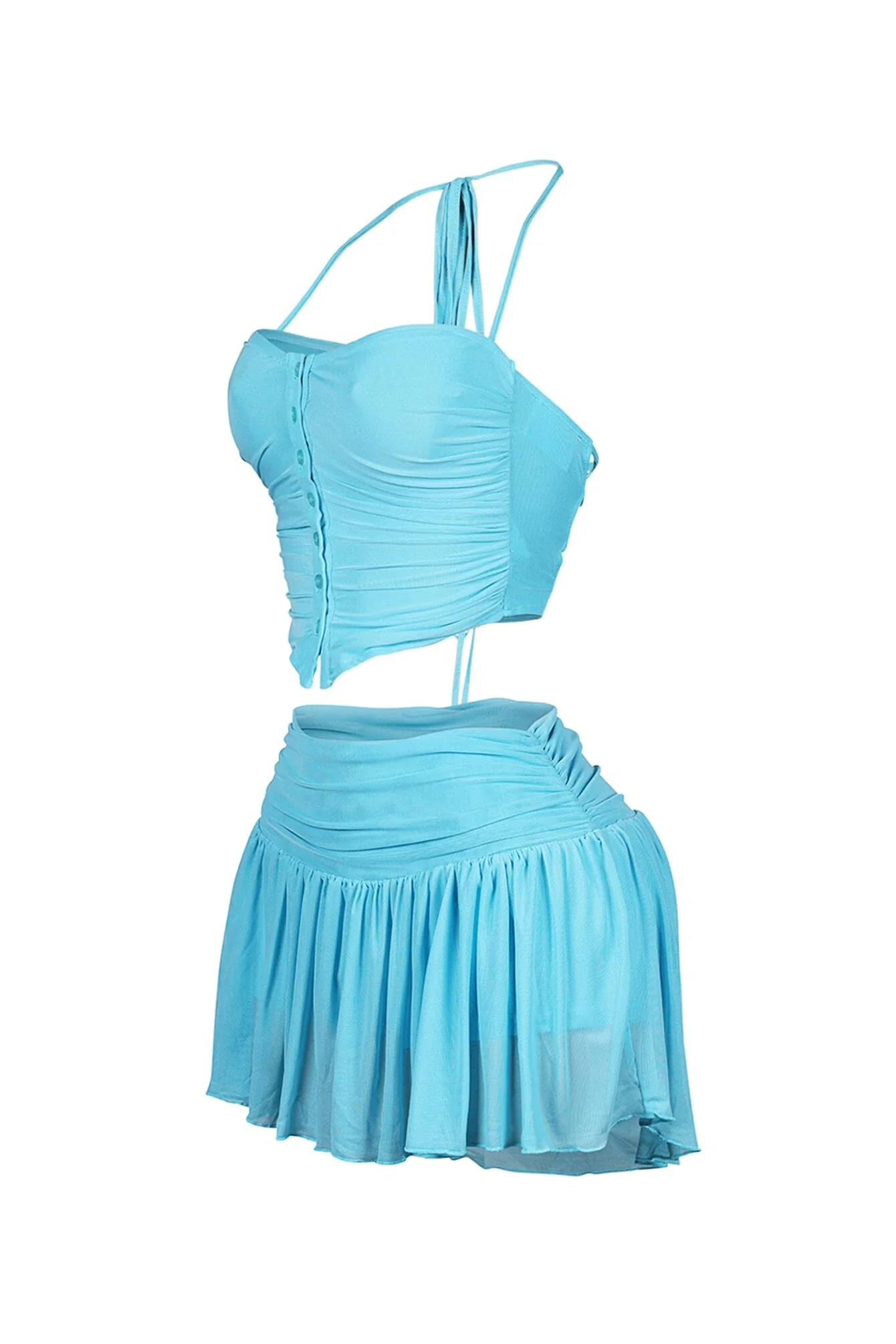 Stuck With U Mesh Ruched Top & Skirt SET - Image 11