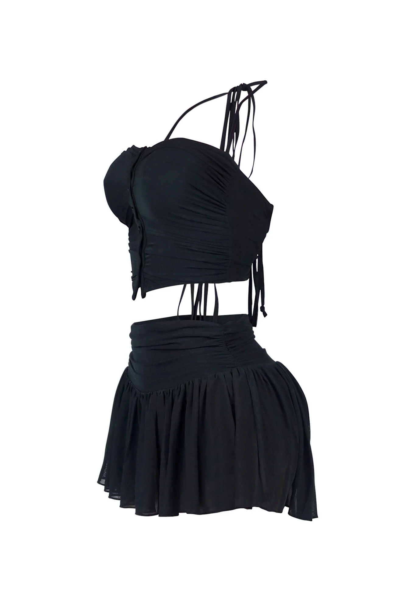 Stuck With U Mesh Ruched Top & Skirt SET - Image 12