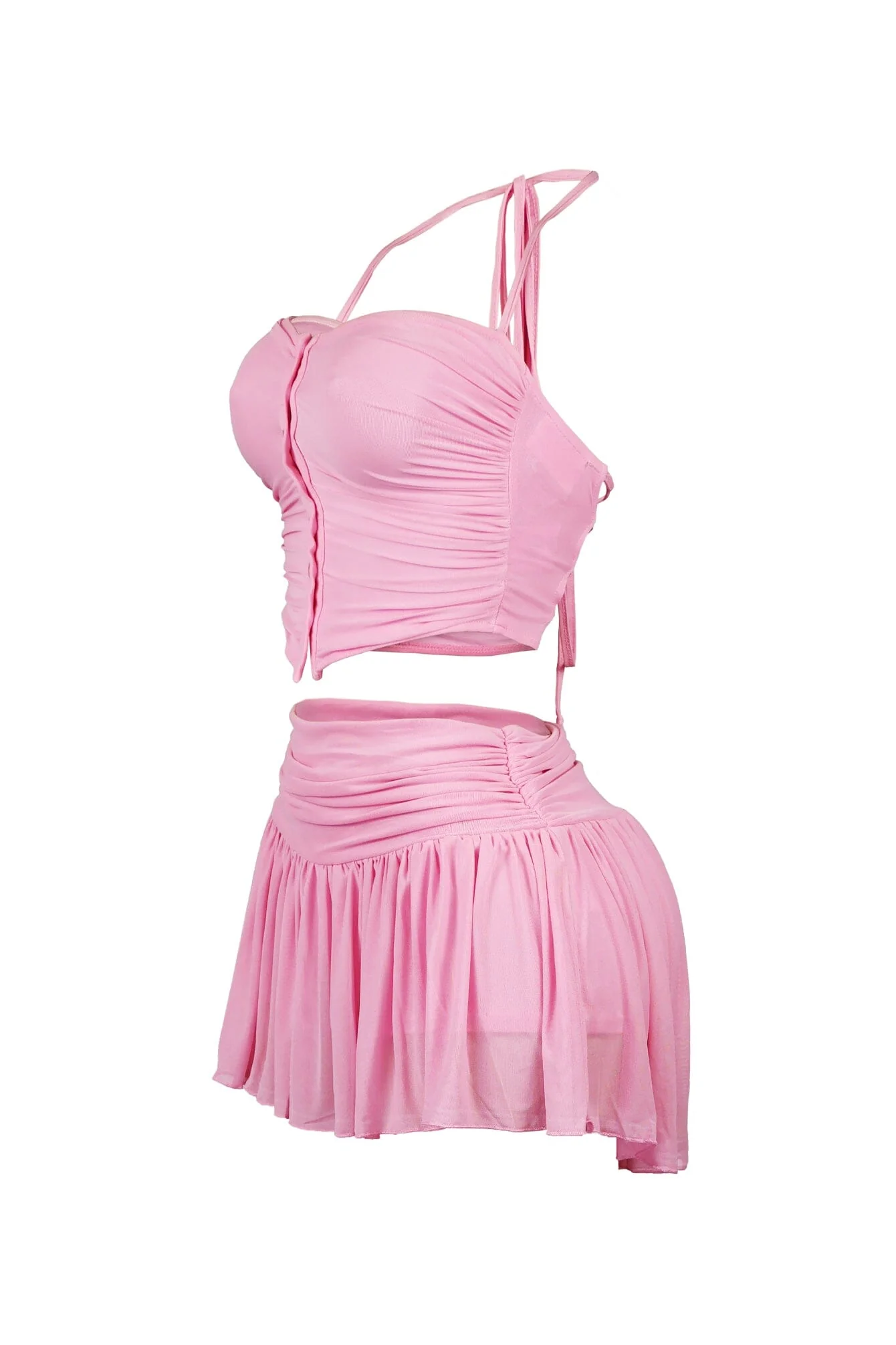 Stuck With U Mesh Ruched Top & Skirt SET - Image 13