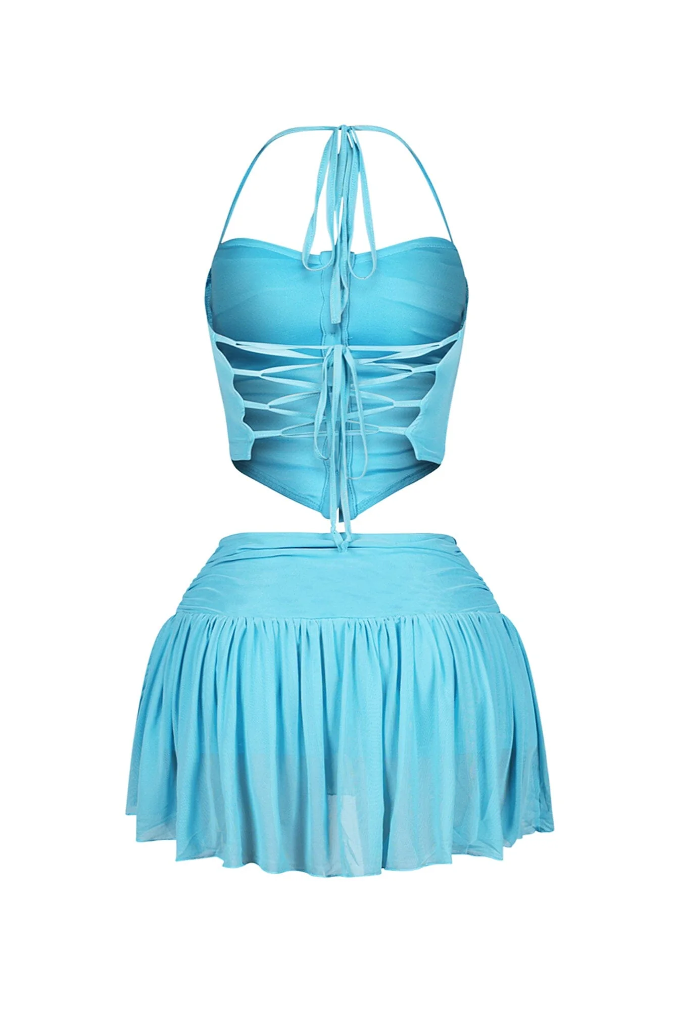 Stuck With U Mesh Ruched Top & Skirt SET - Image 14