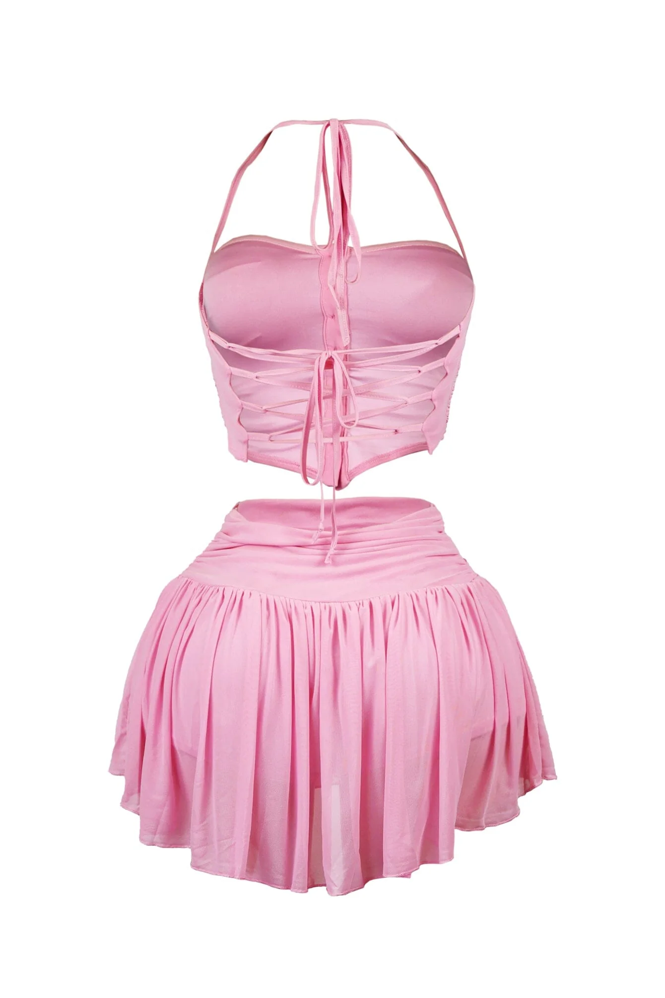 Stuck With U Mesh Ruched Top & Skirt SET - Image 16