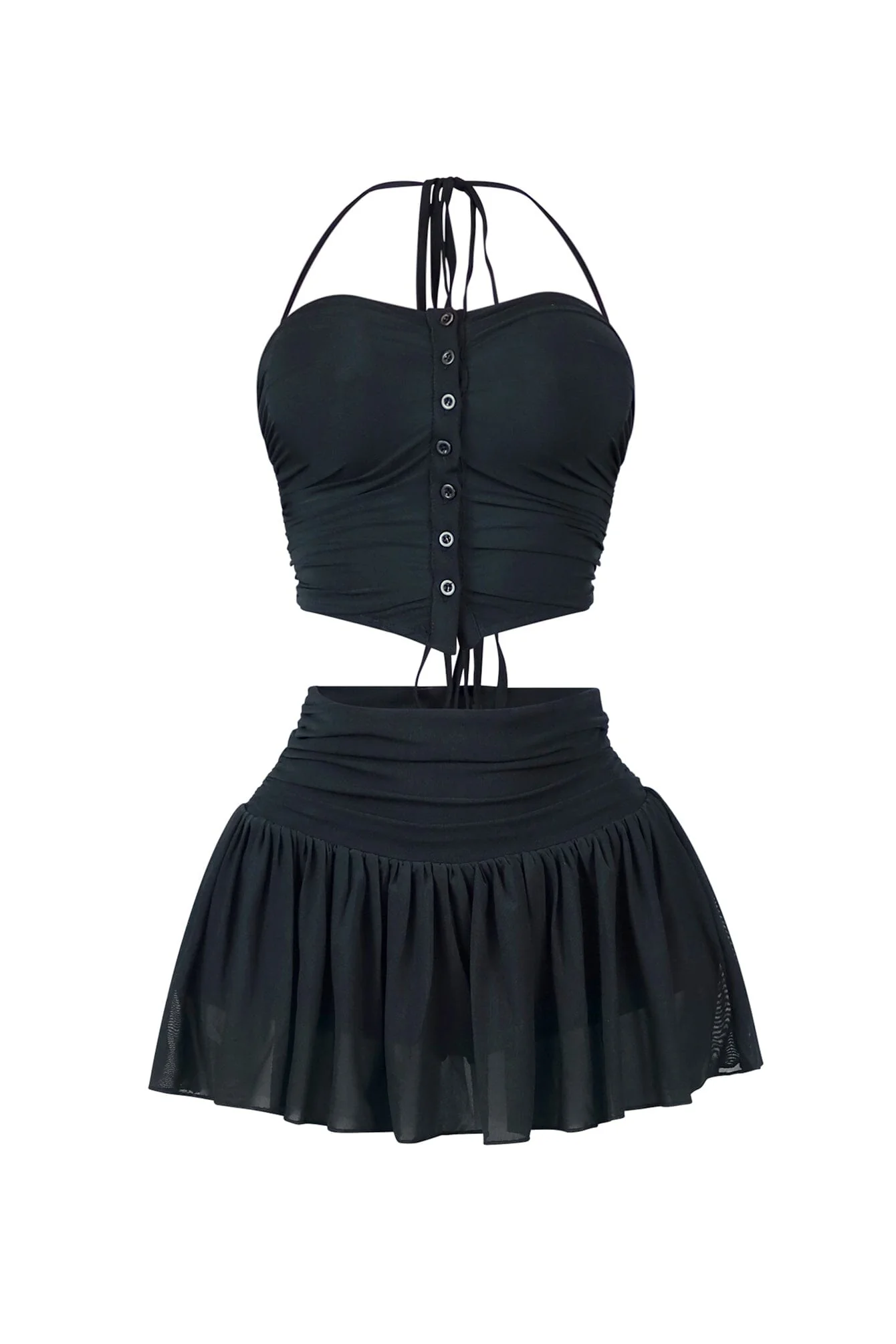 Stuck With U Mesh Ruched Top & Skirt SET - Image 9
