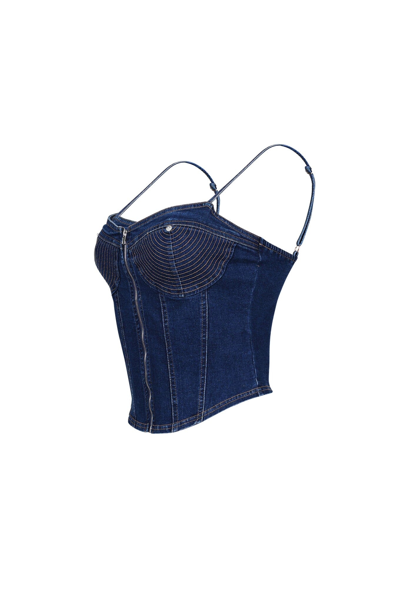 Tehran Stitching Denim Corset Top - Image 3