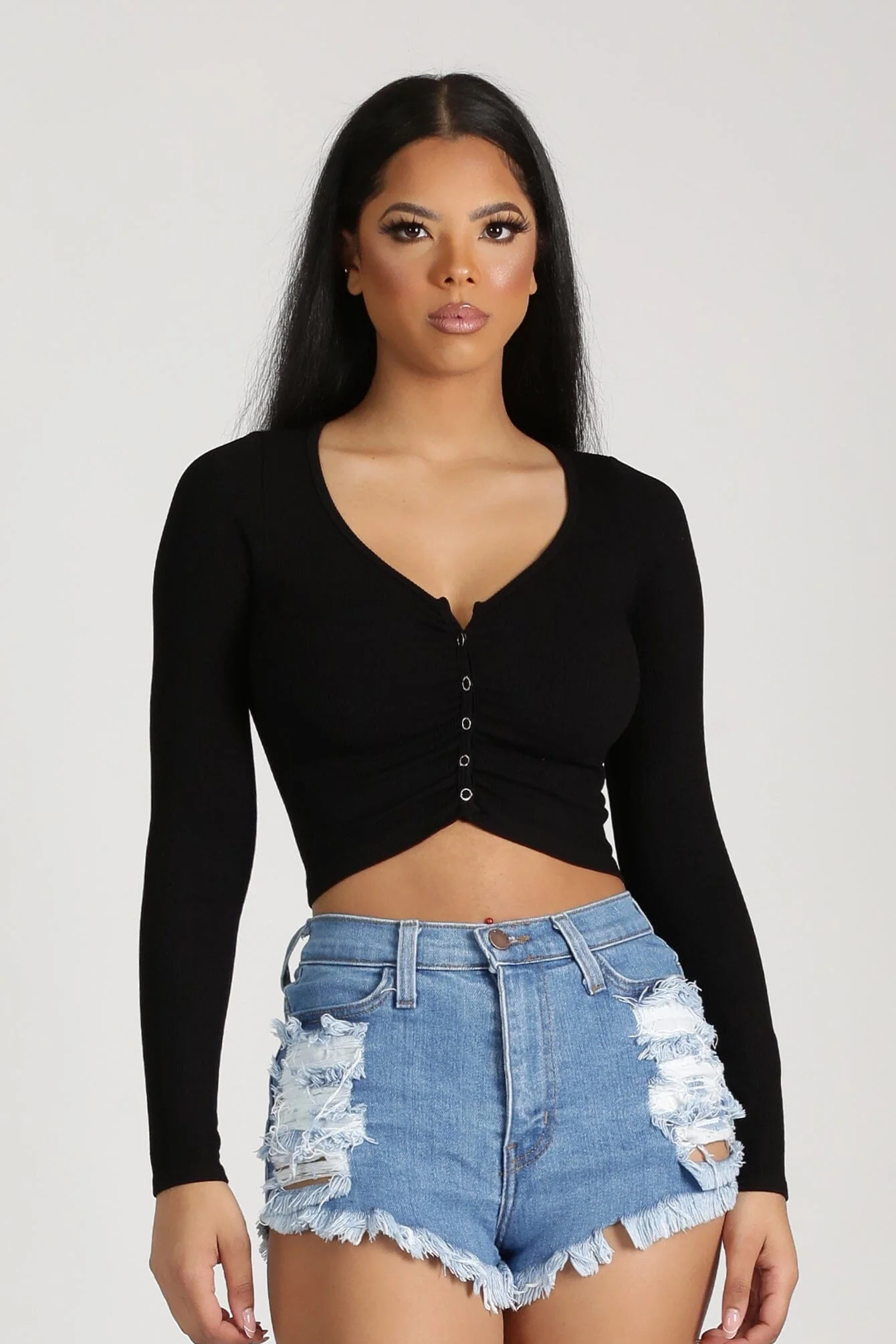 The Ocean Distressed Denim Shorts - Image 4