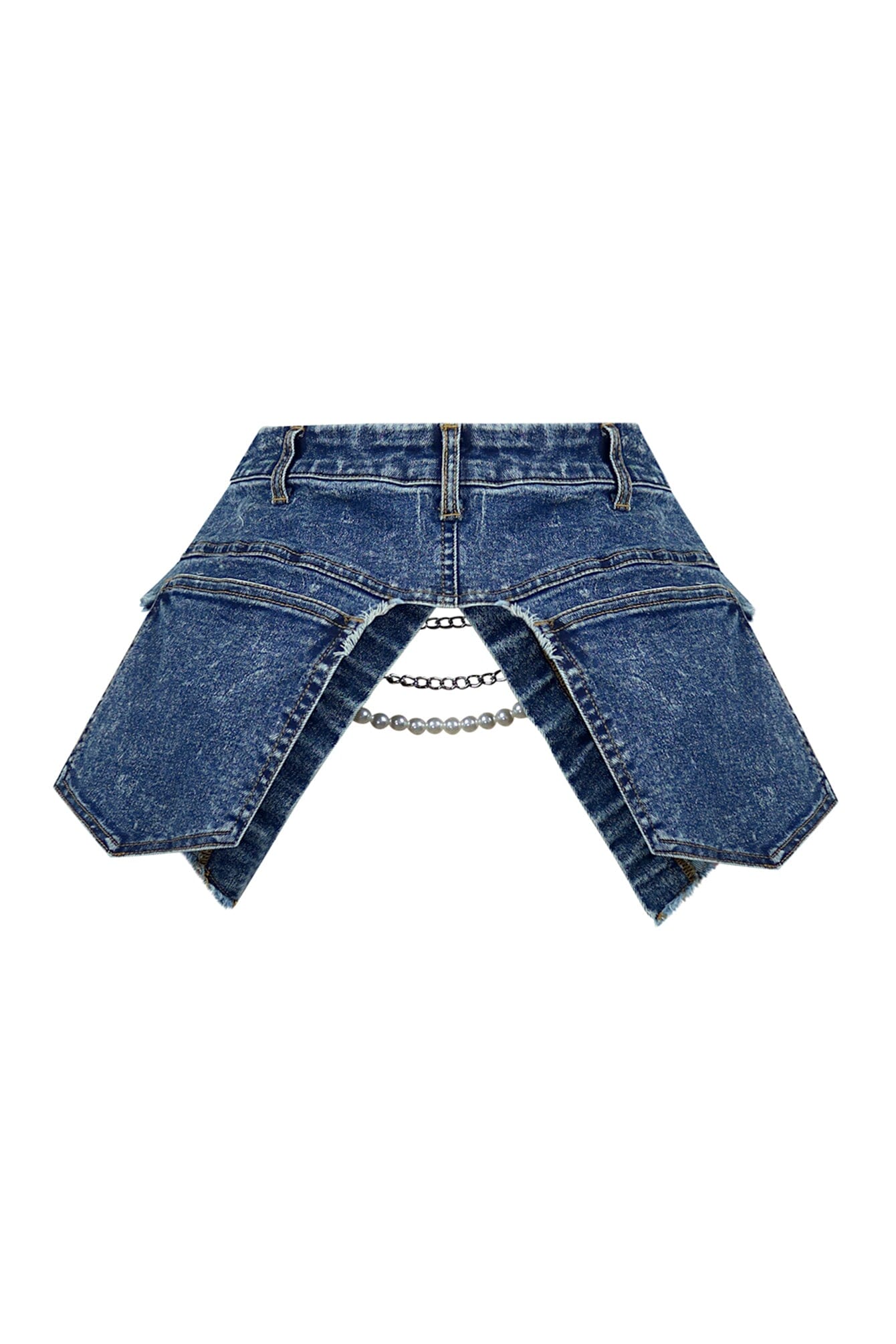 Thea Pearl & Chain Draped Denim Belt - Image 4