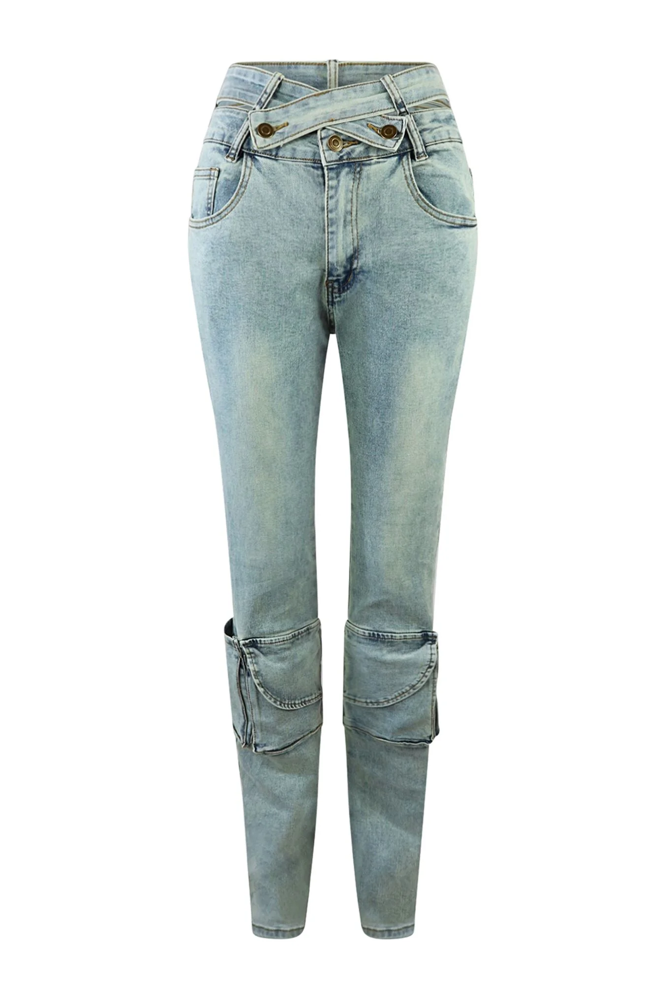 Tic Tac Toe Denim Cargo Jeans - Image 8
