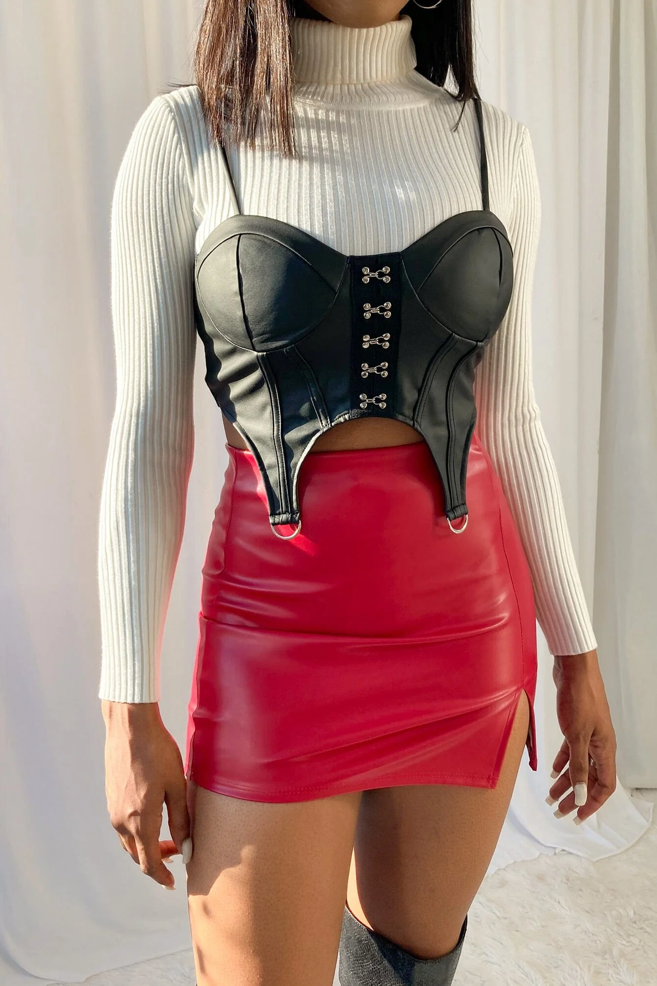 Undercover Faux Leather Mini Skirt - Image 14