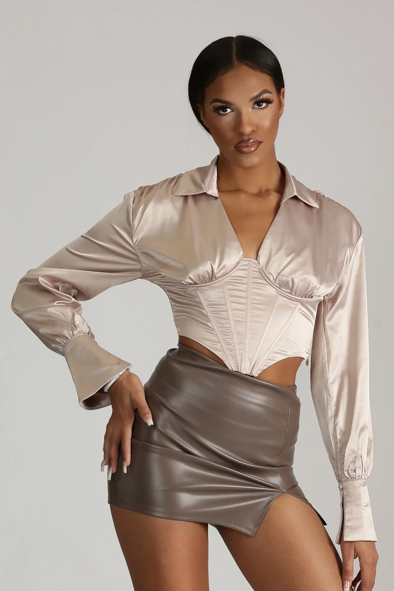 Undercover Faux Leather Mini Skirt - Image 3