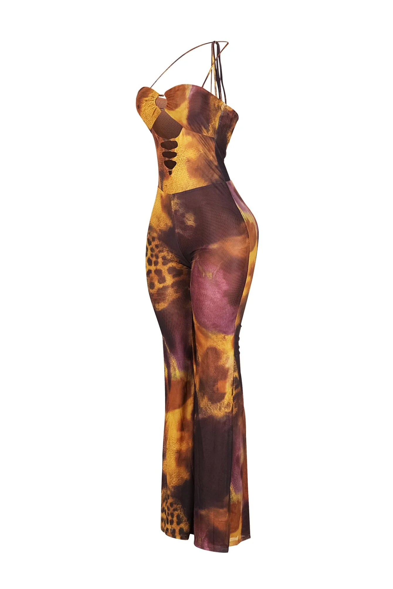 Volcanic Mesh Print Cut Out Jumpsuit - Image 4