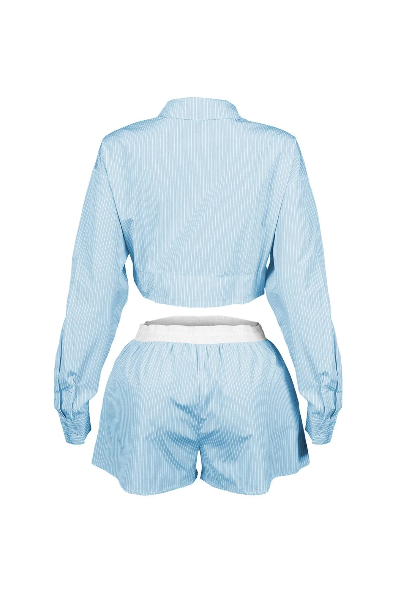 Wesley Pin Stripe Collared Top & Shorts SET - Image 7