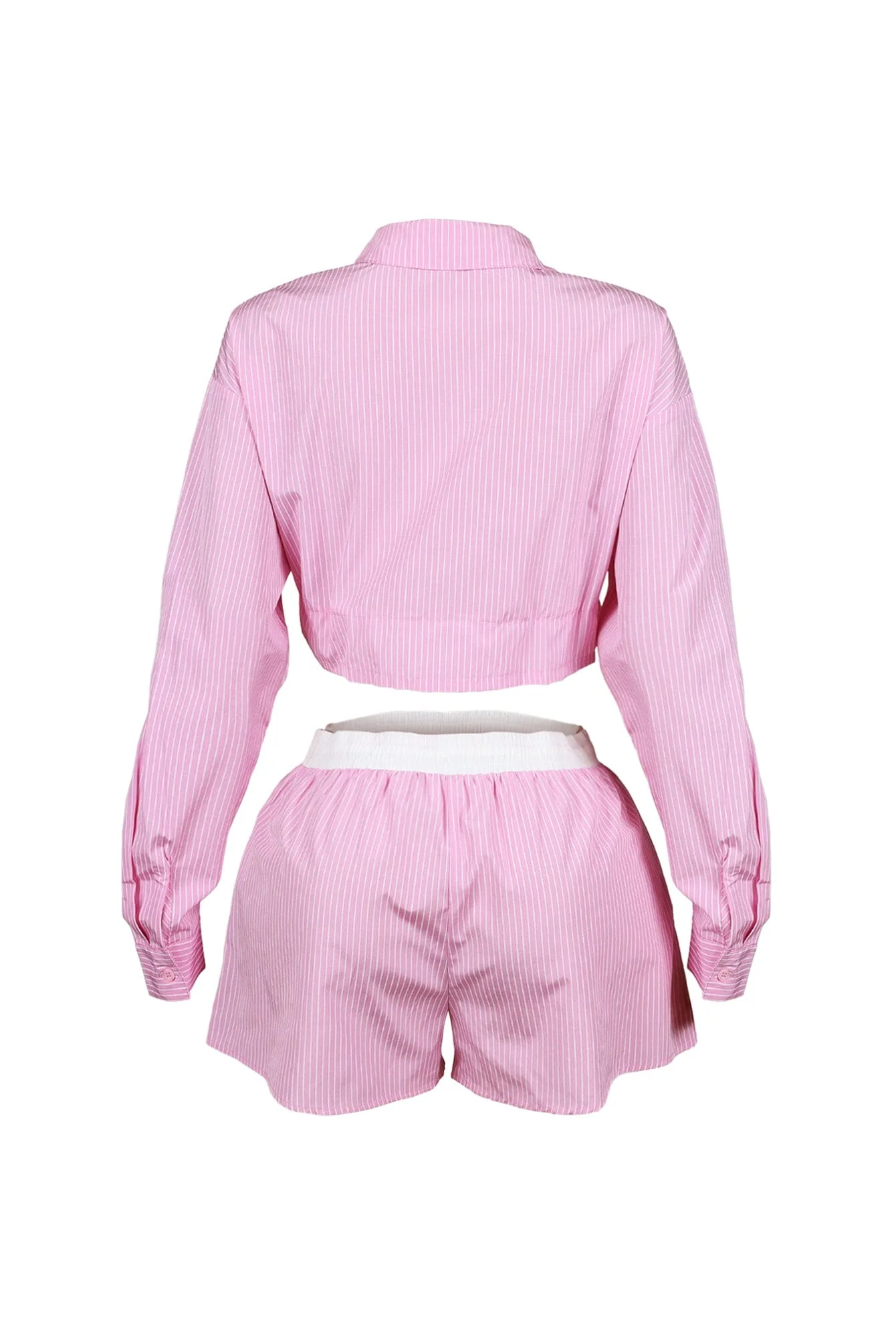Wesley Pin Stripe Collared Top & Shorts SET - Image 8