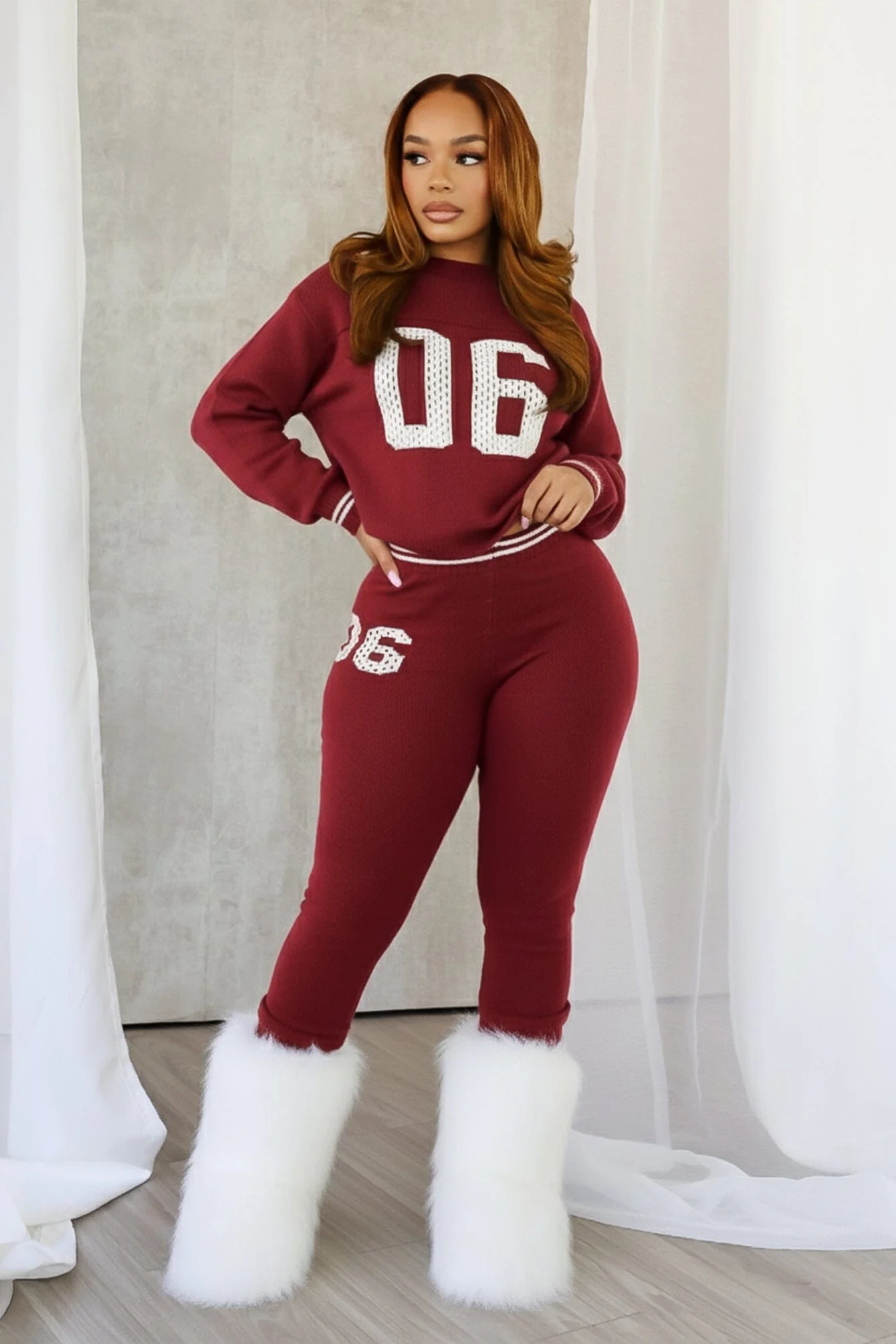 Zarah Knit 06 Graphic Top & Leggings SET - Image 3