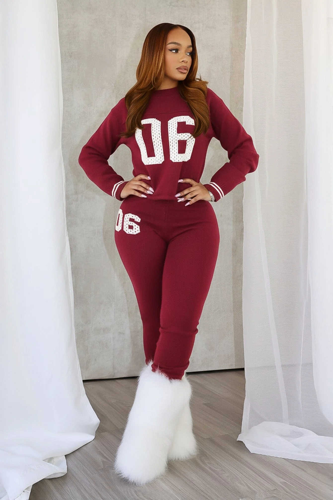 Zarah Knit 06 Graphic Top & Leggings SET - Image 7